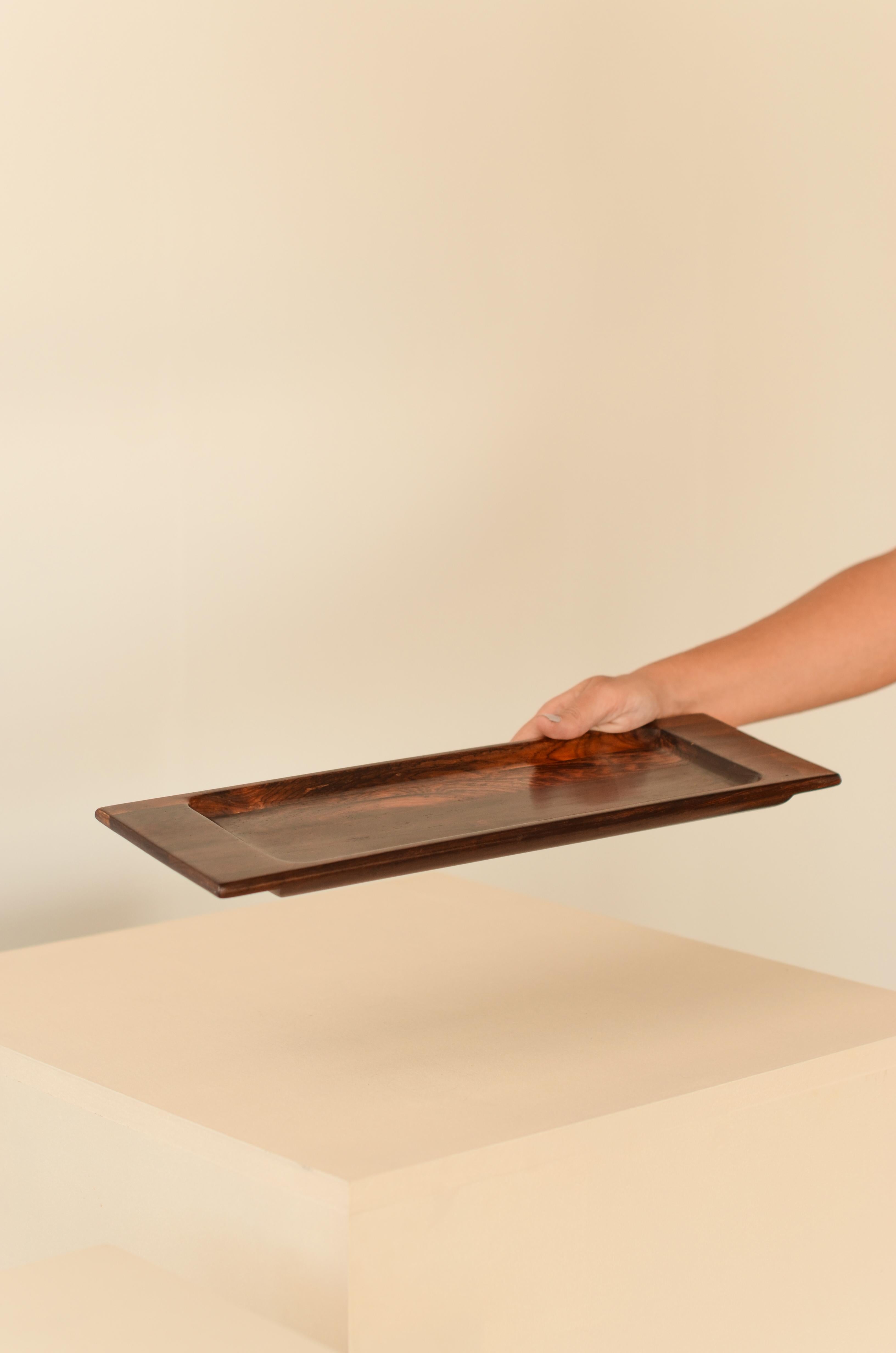 Woodwork Brazilian Midcentury Tray #701 in Rosewood by Jean Gillon for WoodArt For Sale
