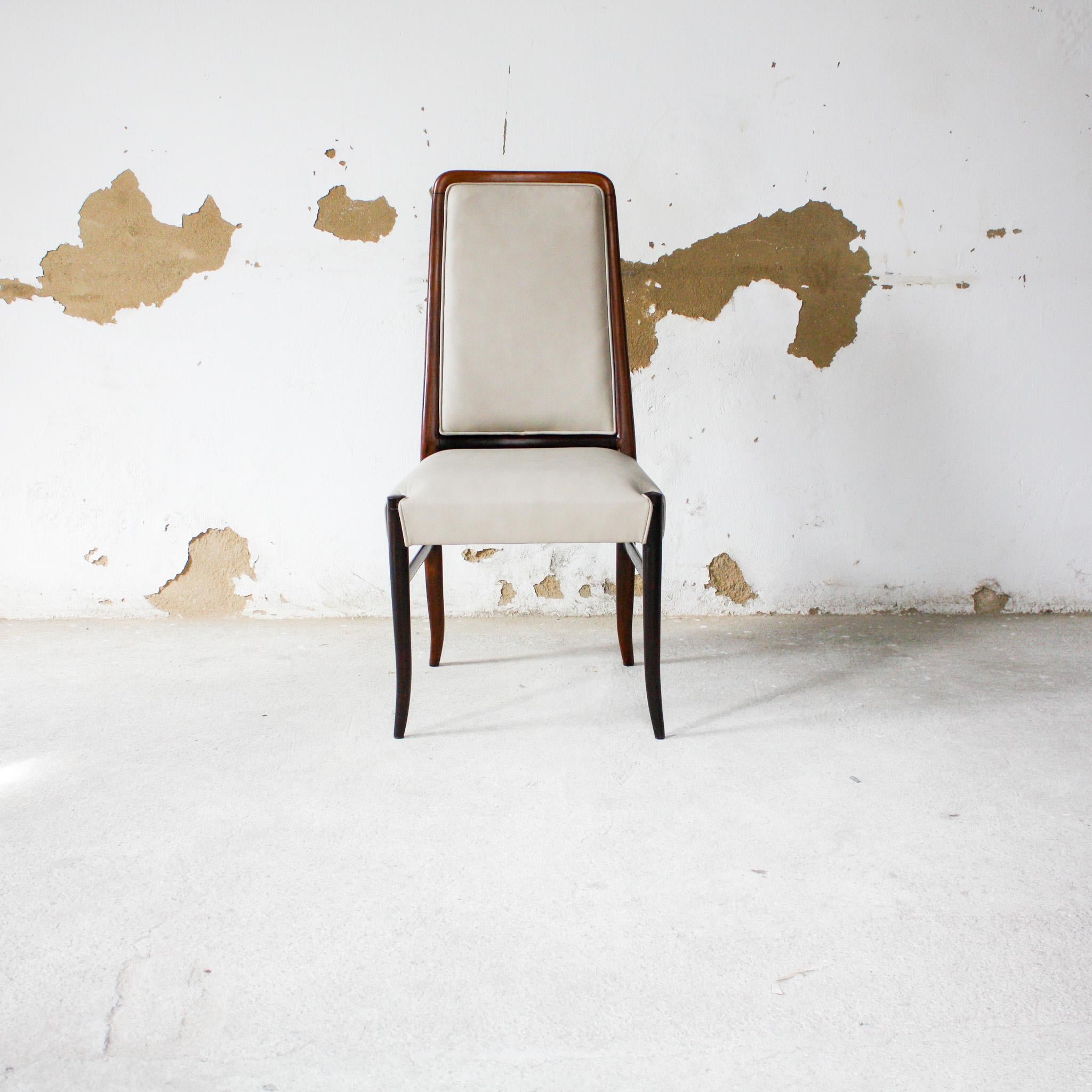 Brazilian Modern 10 Chair Set in Hardwood & Beige Leather Joaquim Tenreiro 1960s For Sale 10