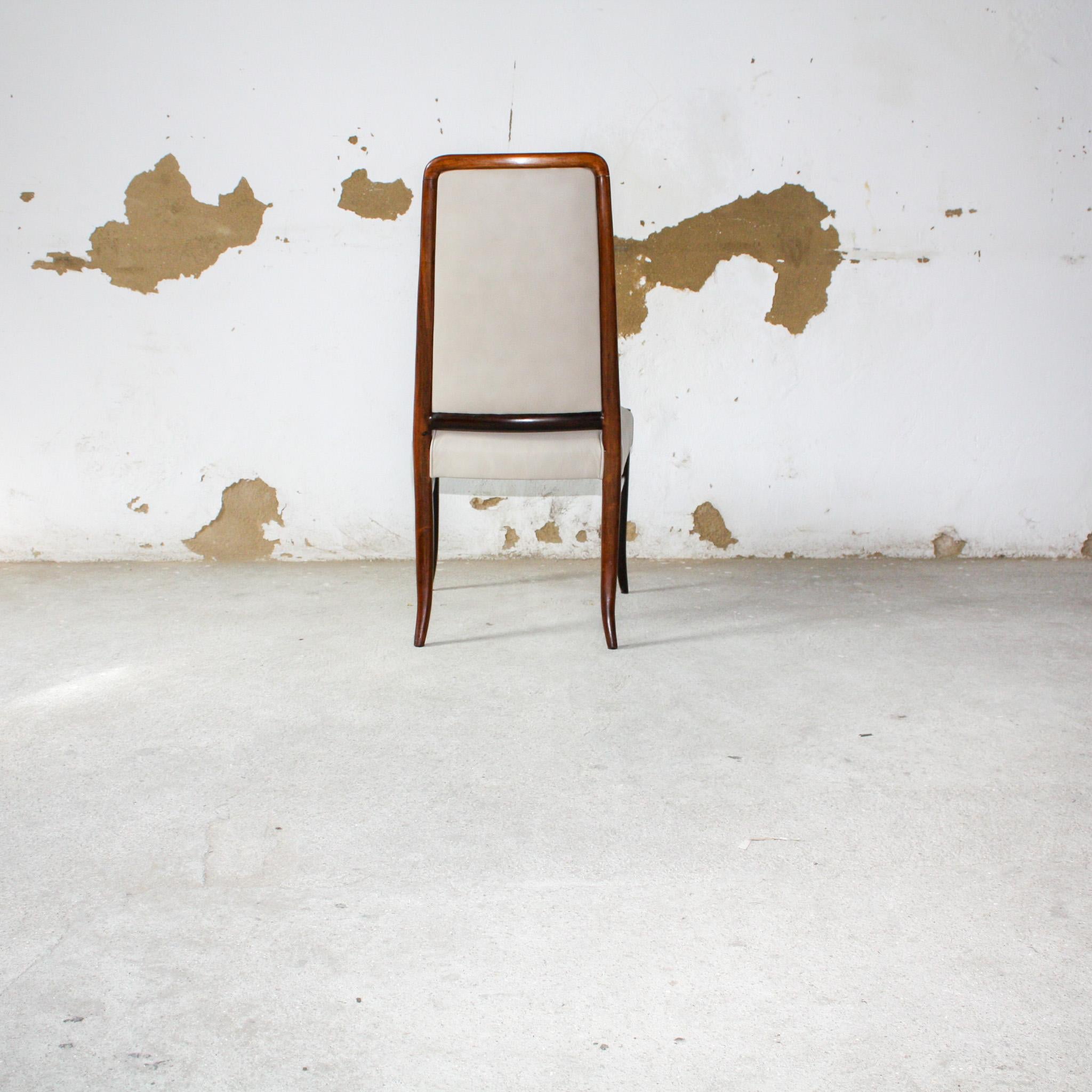 Brazilian Modern 10 Chair Set in Hardwood & Beige Leather Joaquim Tenreiro 1960s For Sale 14