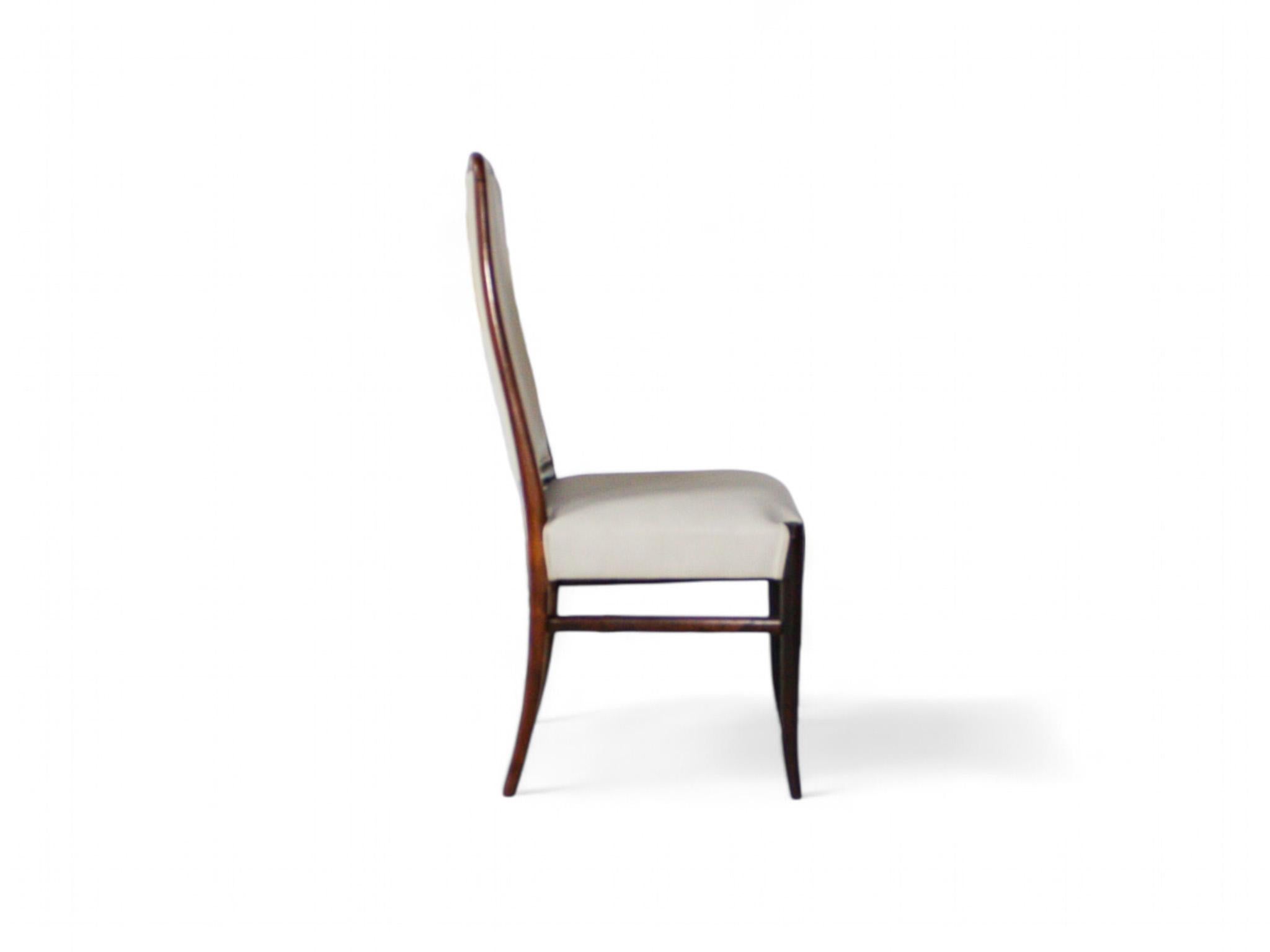 Mid-Century Modern Brazilian Modern 10 Chair Set in Hardwood & Beige Leather Joaquim Tenreiro 1960s