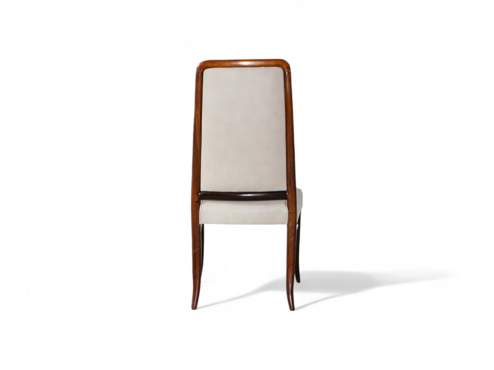 Brazilian Modern 10 Chair Set in Hardwood & Beige Leather Joaquim Tenreiro 1960s In Good Condition In New York, NY