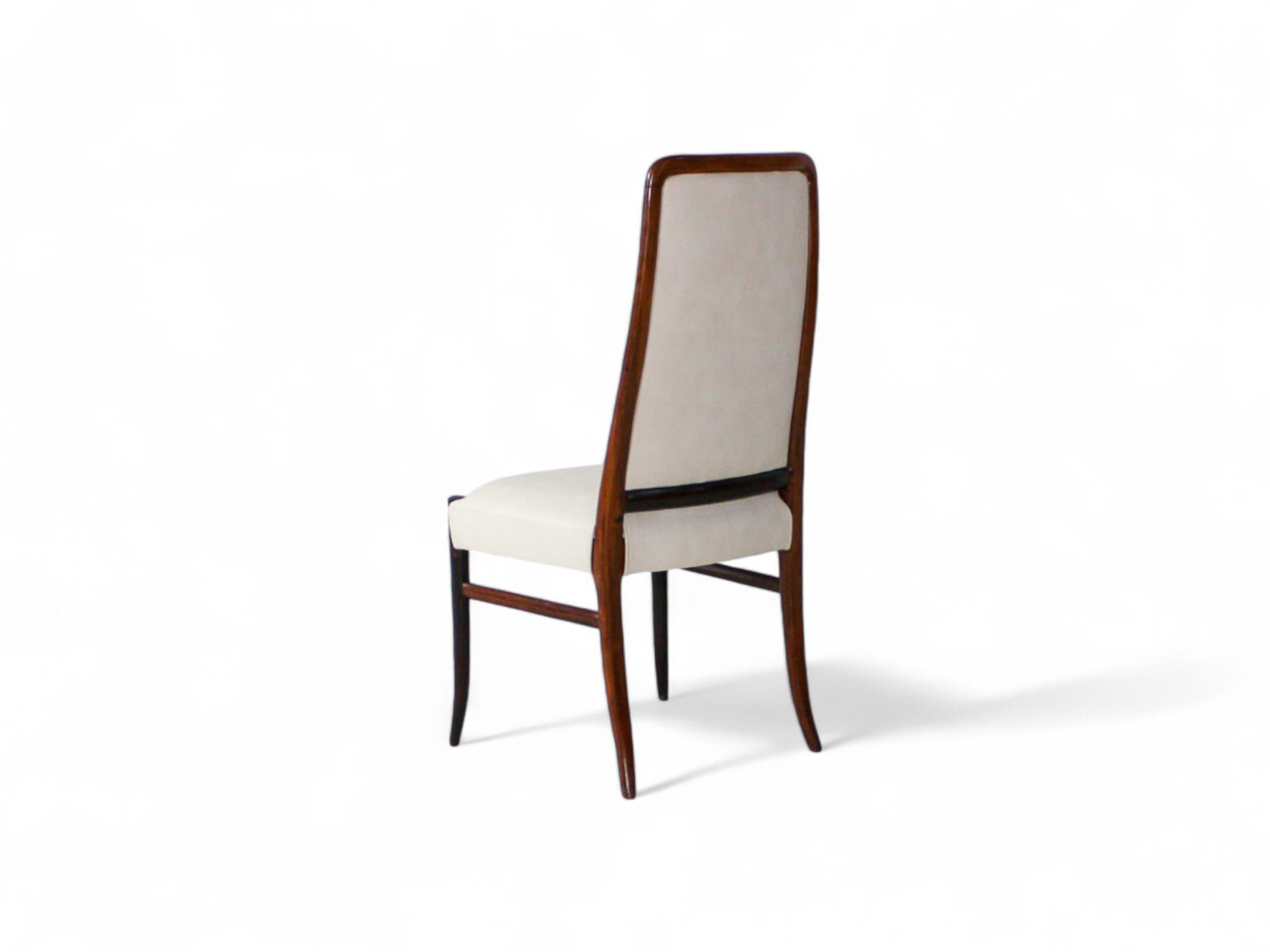 20th Century Brazilian Modern 10 Chair Set in Hardwood & Beige Leather Joaquim Tenreiro 1960s