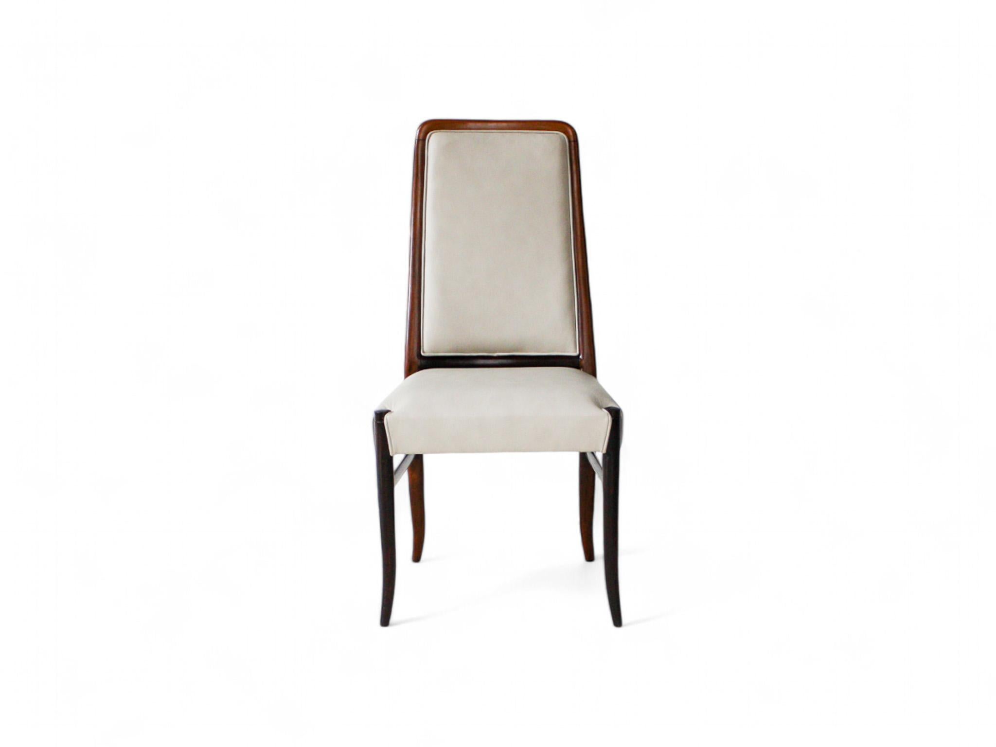 Brazilian Modern 10 Chair Set in Hardwood & Beige Leather Joaquim Tenreiro 1960s 1