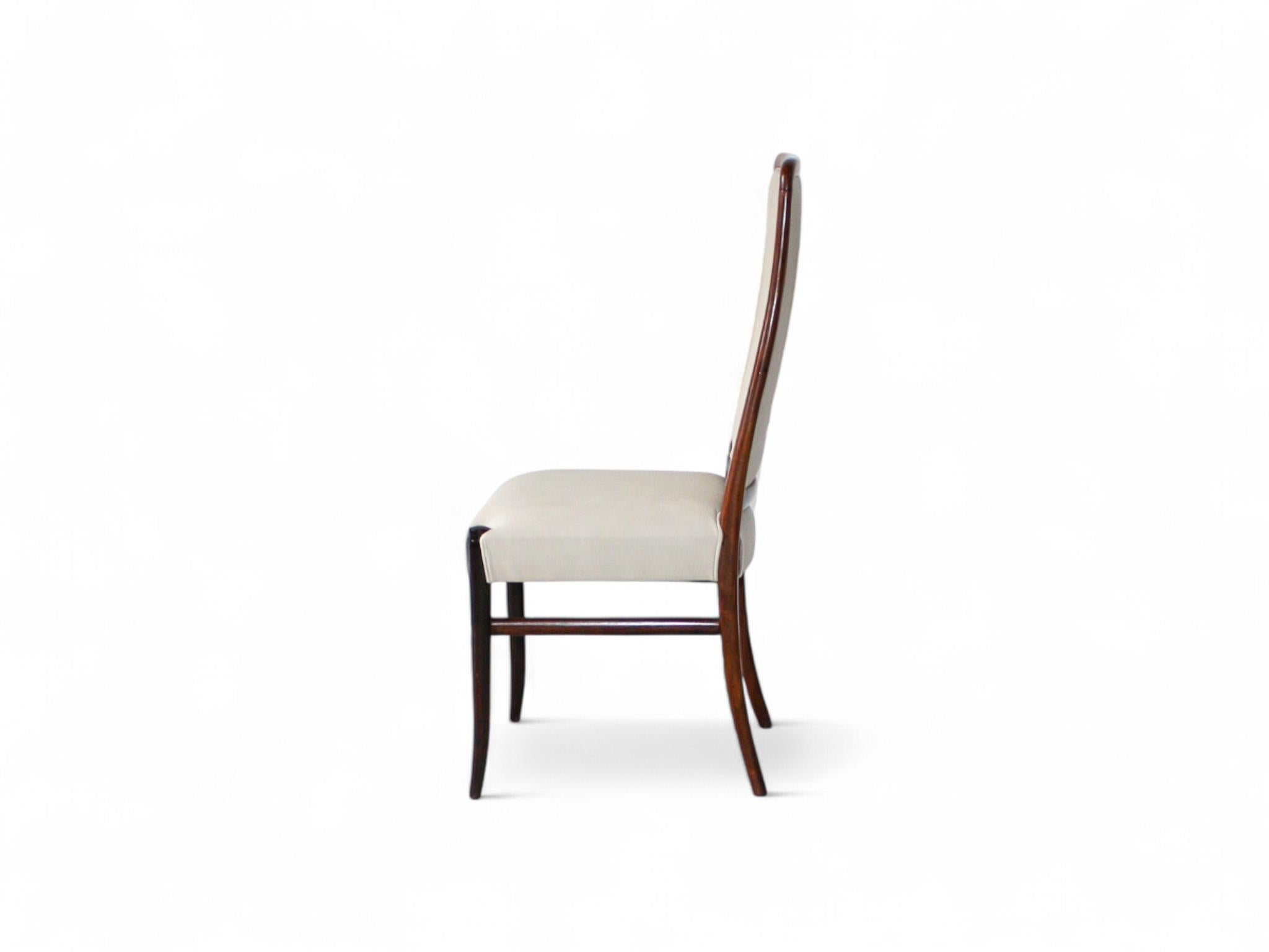 Brazilian Modern 10 Chair Set in Hardwood & Beige Leather Joaquim Tenreiro 1960s 2