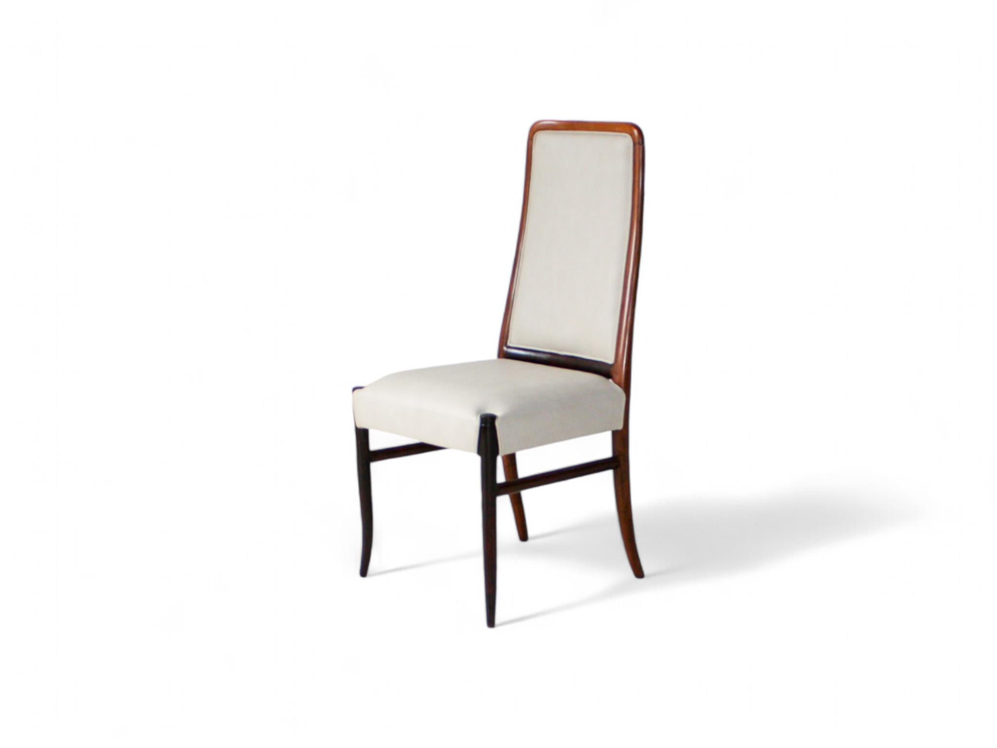 Brazilian Modern 10 Chair Set in Hardwood & Beige Leather Joaquim Tenreiro 1960s 3