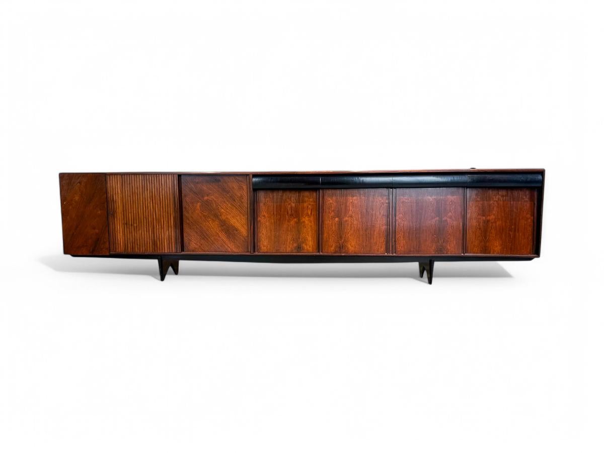 Mid-Century Modern Brazilian Modern 11.5” Credenza in Hardwood by Carlo Hauner, Brazil, 1950's