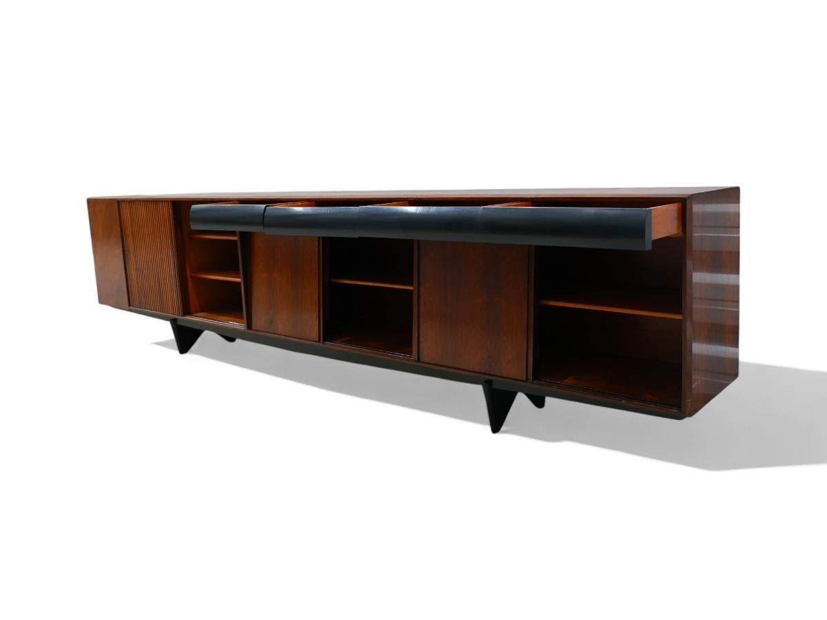 Brazilian Modern 11.5” Credenza in Hardwood by Carlo Hauner, Brazil, 1950's 1