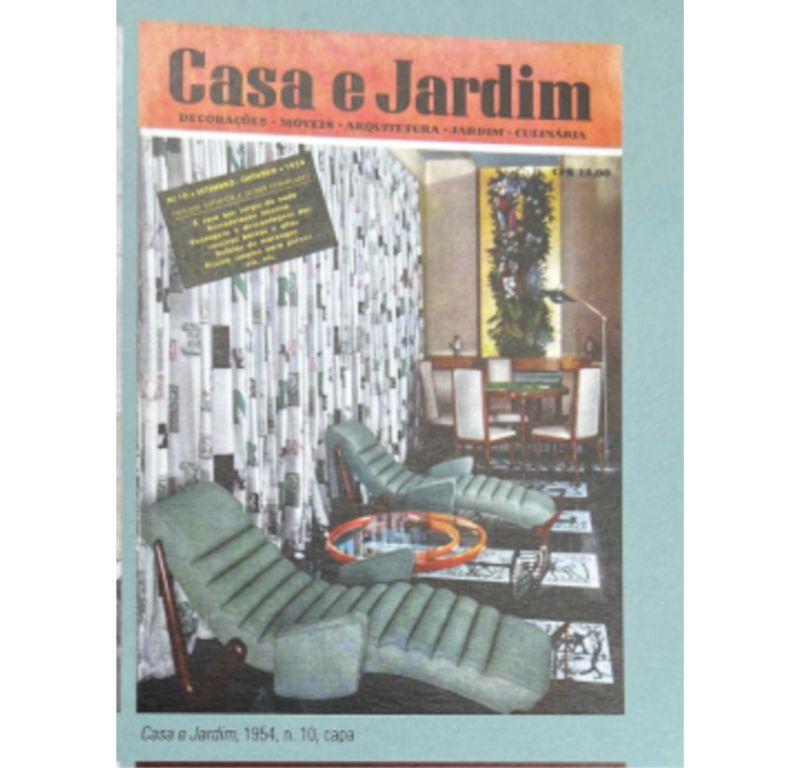 Brazilian Modern 4 Chair Set in Hardwood & Blue Fabric by G. Scapinelli, Brazi For Sale 5