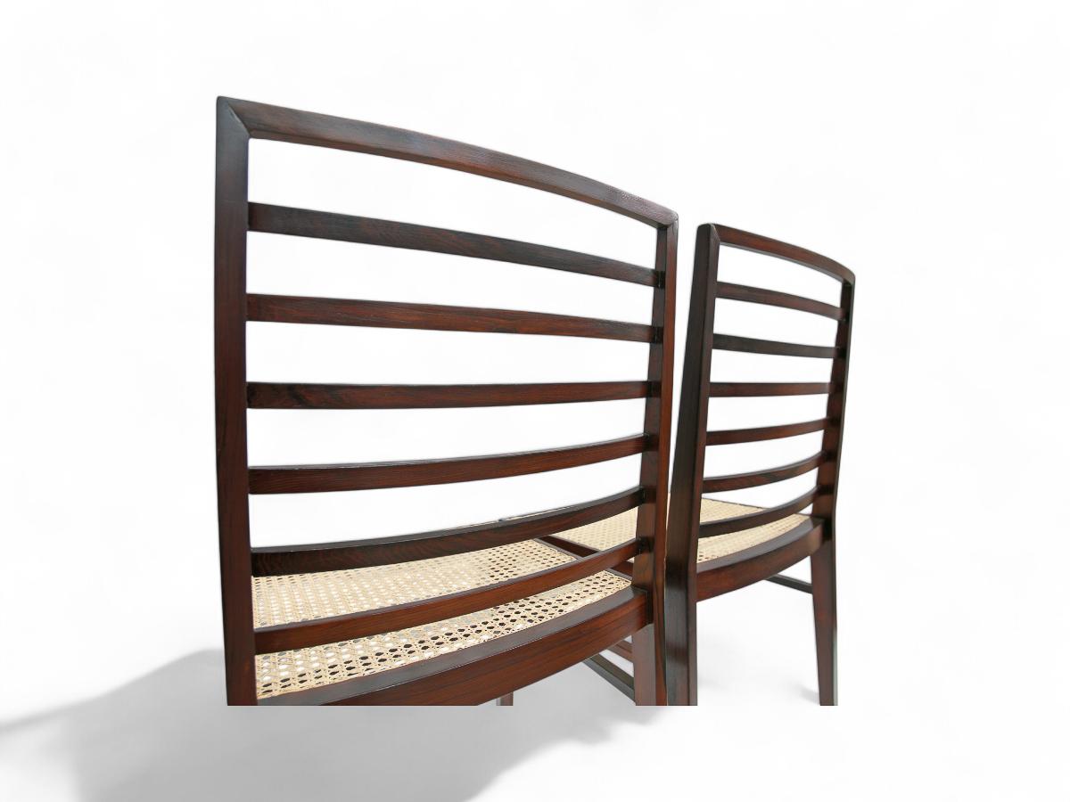 Brazilian Modern 4 Chair Set in Hardwood & Cane, Joaquim Tenreiro, Brazil, 1950s For Sale 1