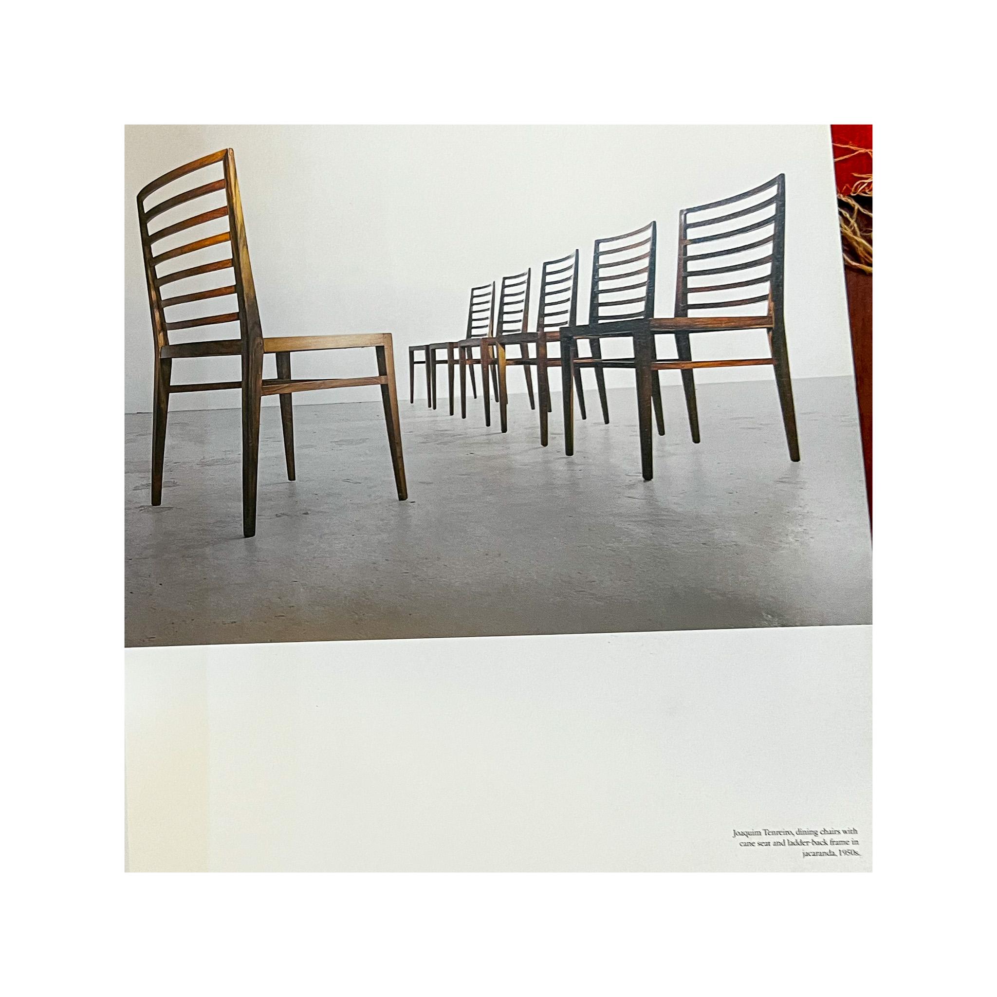 Brazilian Modern 4 Chair Set in Hardwood & Cane, Joaquim Tenreiro, Brazil, 1950s For Sale 5