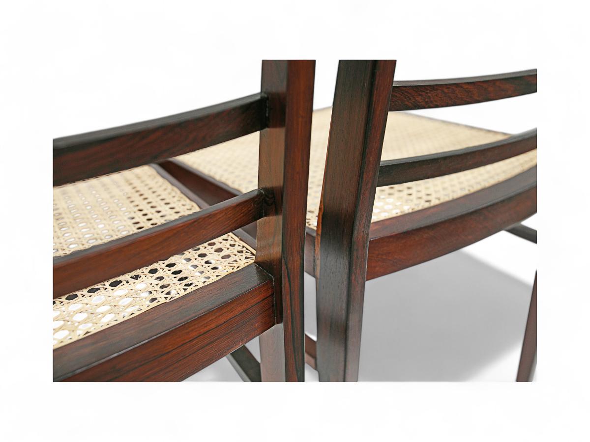 Brazilian Modern 4 Chair Set in Hardwood & Cane, Joaquim Tenreiro, Brazil, 1950s For Sale 3