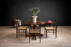 Brazilian Modern 4 Chair Set in Hardwood & Cane, Joaquim Tenreiro, Brazil, 1950s