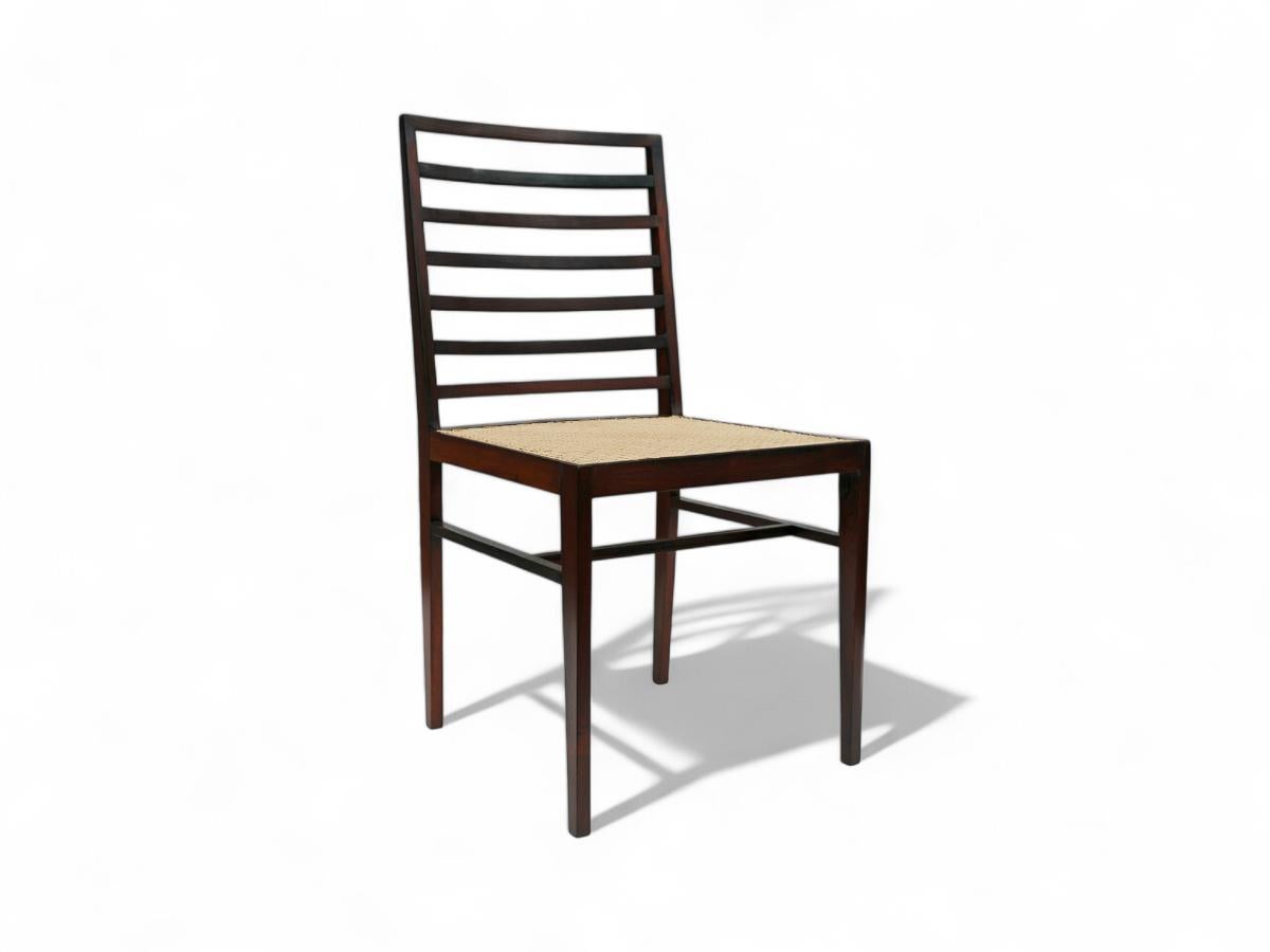 Mid-Century Modern Brazilian Modern 4 Chair Set in Hardwood & Cane, Joaquim Tenreiro, Brazil, 1950s For Sale