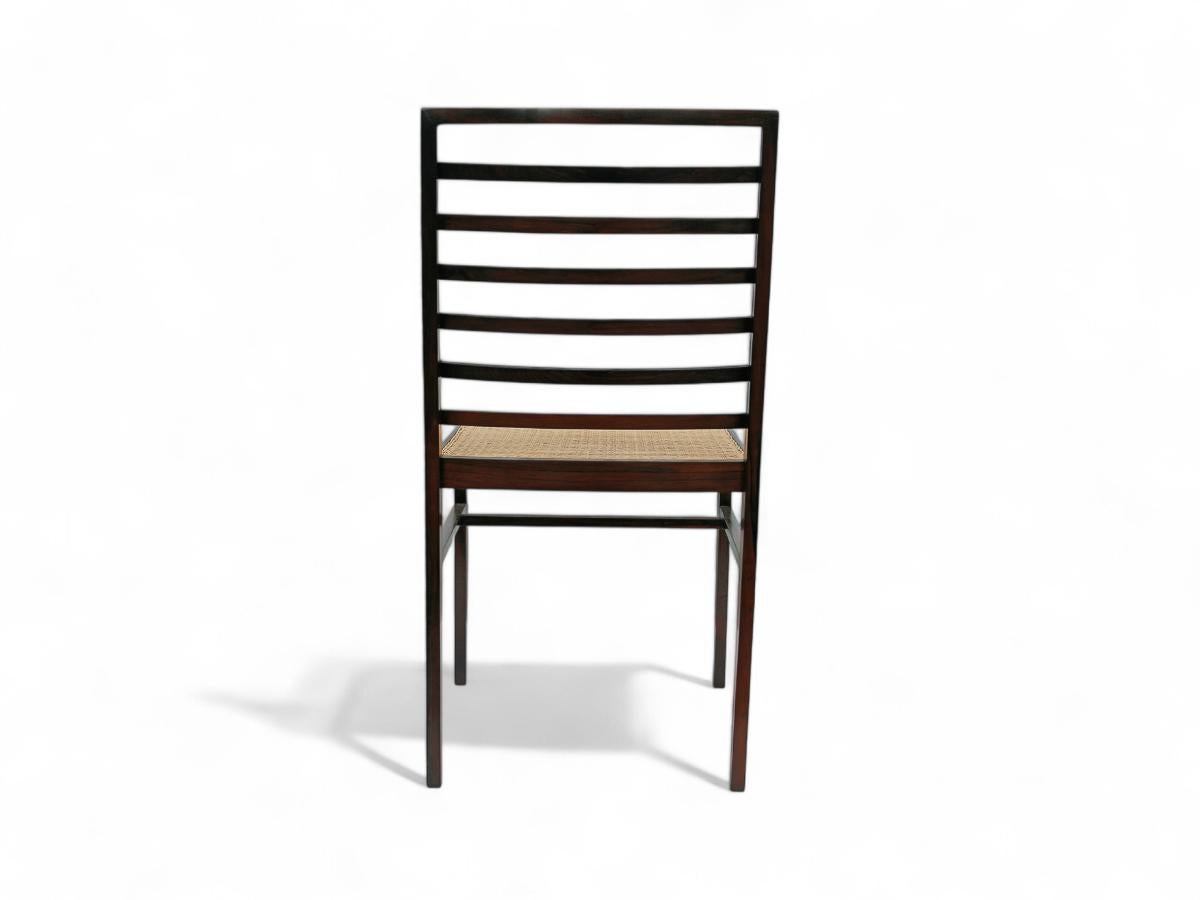 Woodwork Brazilian Modern 4 Chair Set in Hardwood & Cane, Joaquim Tenreiro, Brazil, 1950s For Sale
