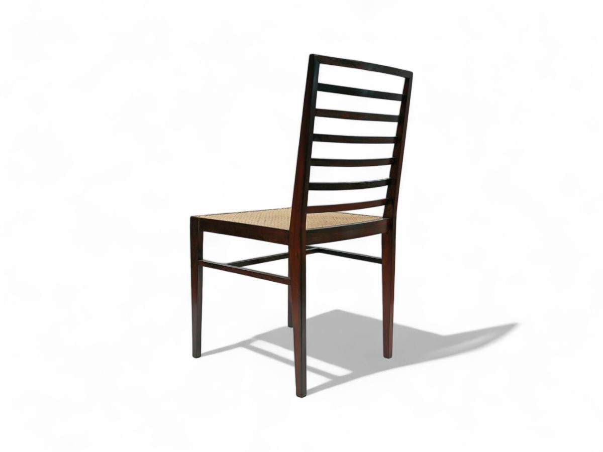 Brazilian Modern 4 Chair Set in Hardwood & Cane, Joaquim Tenreiro, Brazil, 1950s In Good Condition For Sale In New York, NY