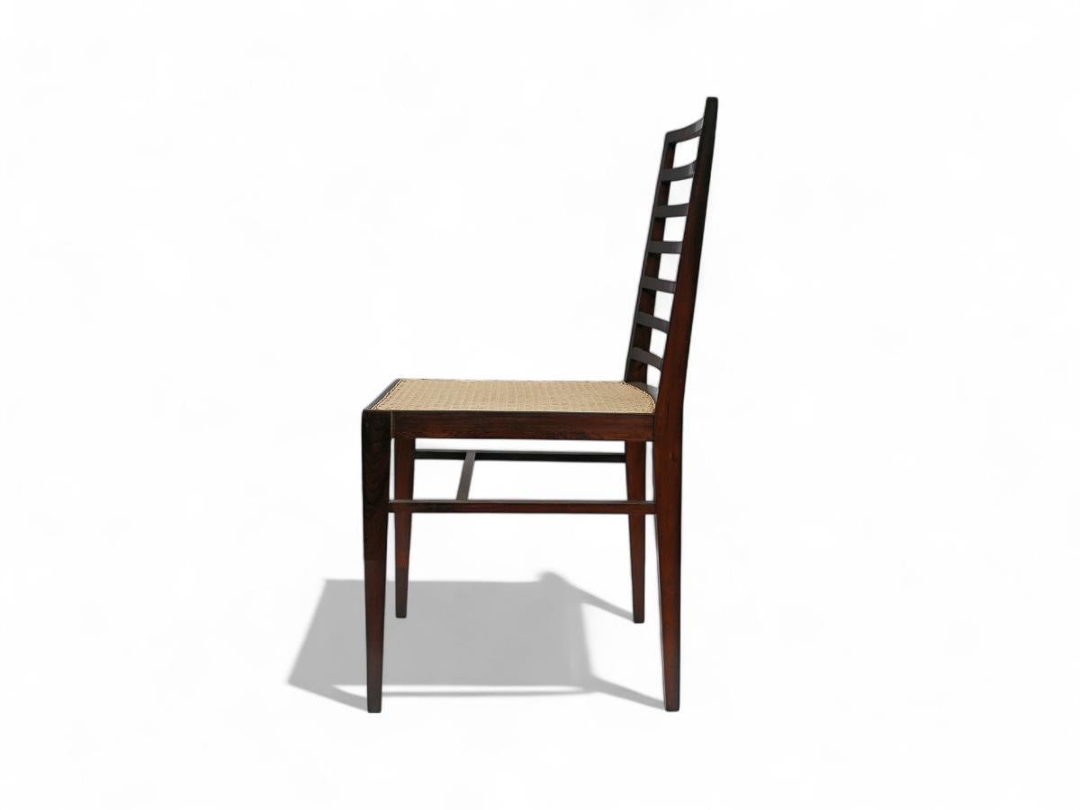 20th Century Brazilian Modern 4 Chair Set in Hardwood & Cane, Joaquim Tenreiro, Brazil, 1950s For Sale