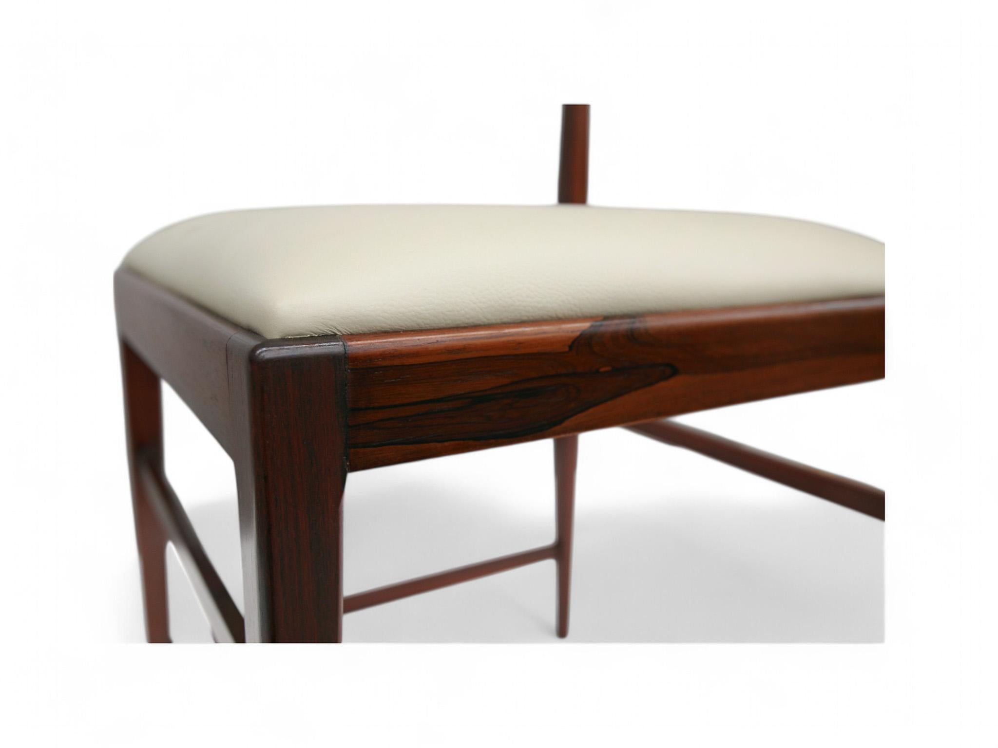 20th Century Brazilian Modern 4 Chair Set in Hardwood, Cane, Leather, Joaquim Tenreiro 1950s For Sale
