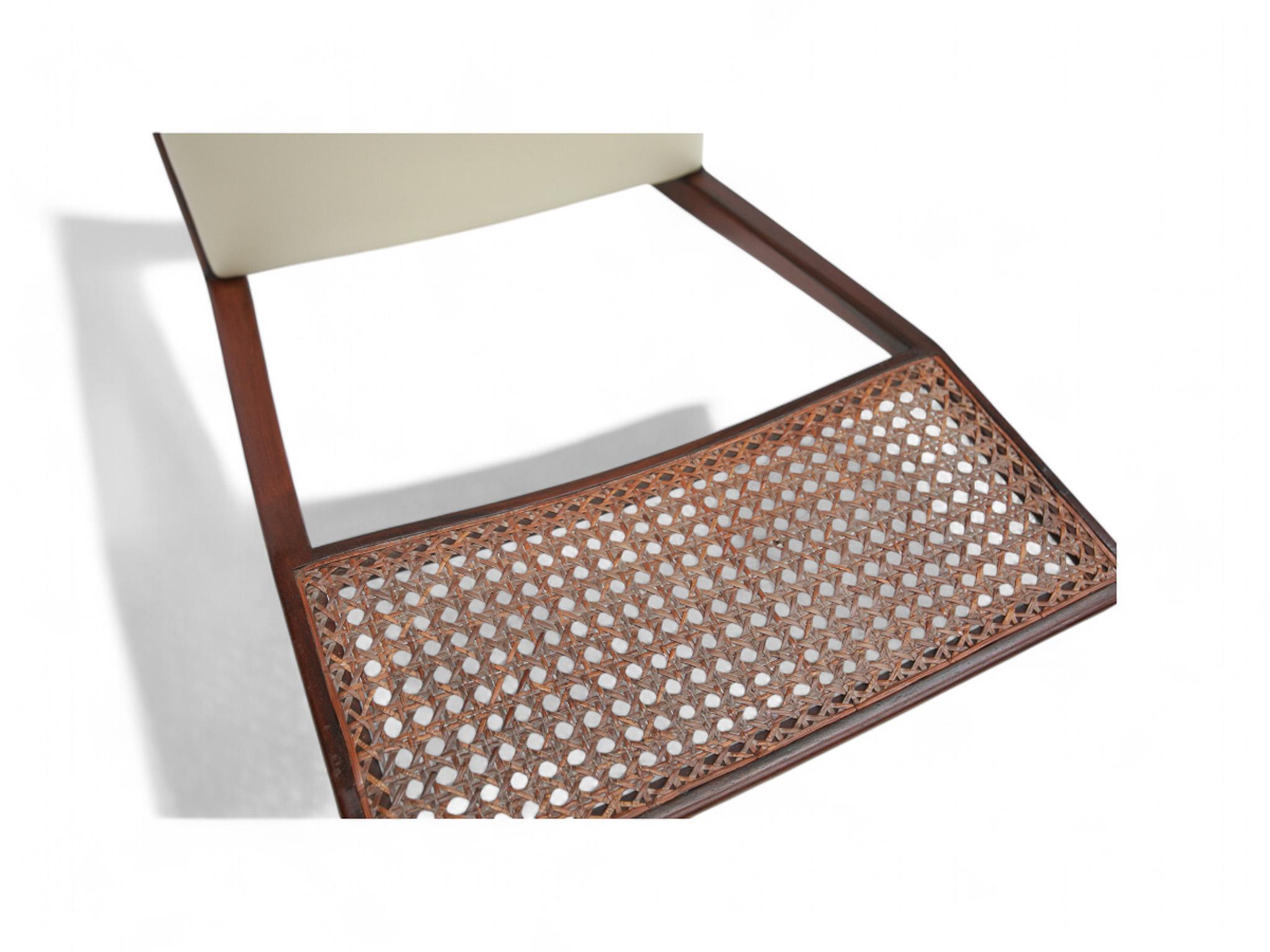Brazilian Modern 4 Chair Set in Hardwood, Cane, Leather, Joaquim Tenreiro 1950s For Sale 1