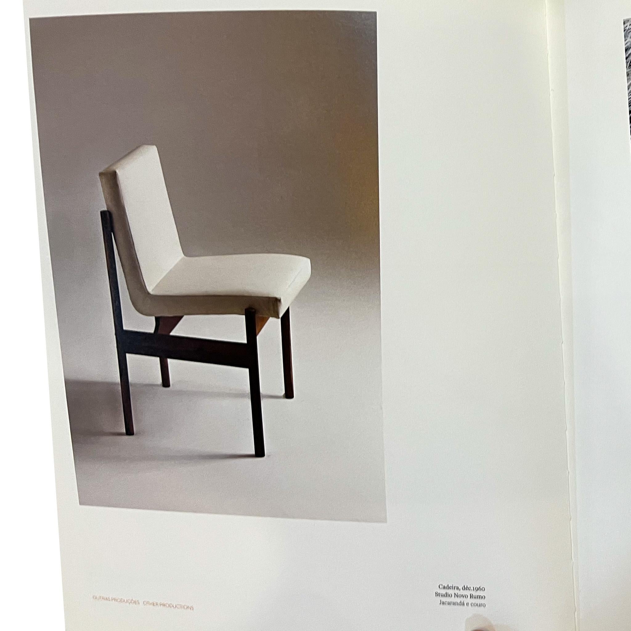 Brazilian Modern 6 Chair Set in Off White Velvet & Ebony Hardwood Novo Rumo 1960 For Sale 7