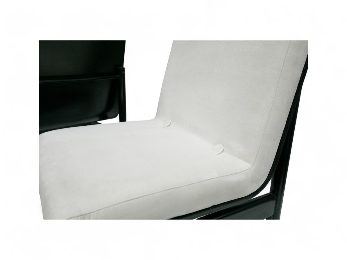 Brazilian Modern 6 Chair Set in Off White Velvet & Ebony Hardwood Novo Rumo 1960 For Sale 1