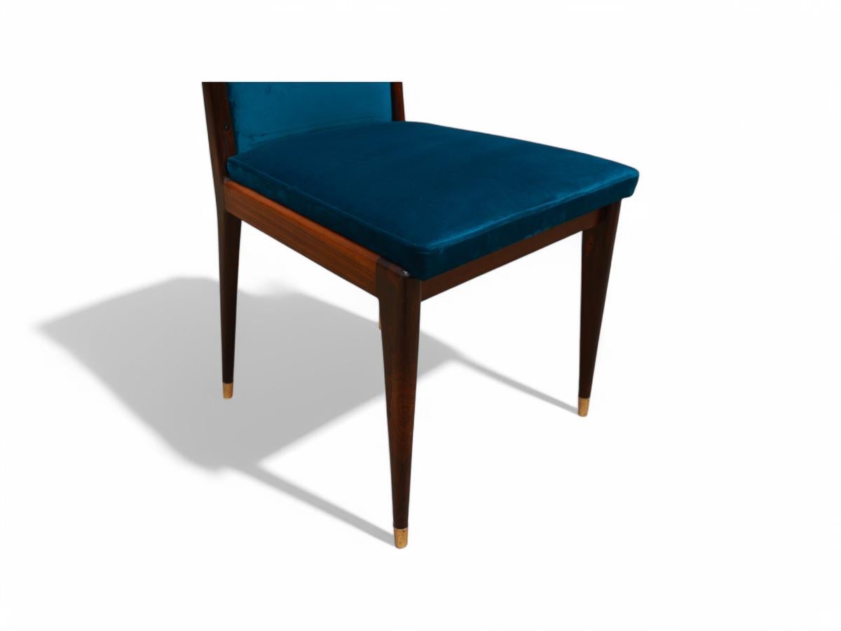 Set di 8 sedie moderne brasiliane in legno duro e tessuto, Giuseppe Scapinelli, 1950 ca. in vendita 4