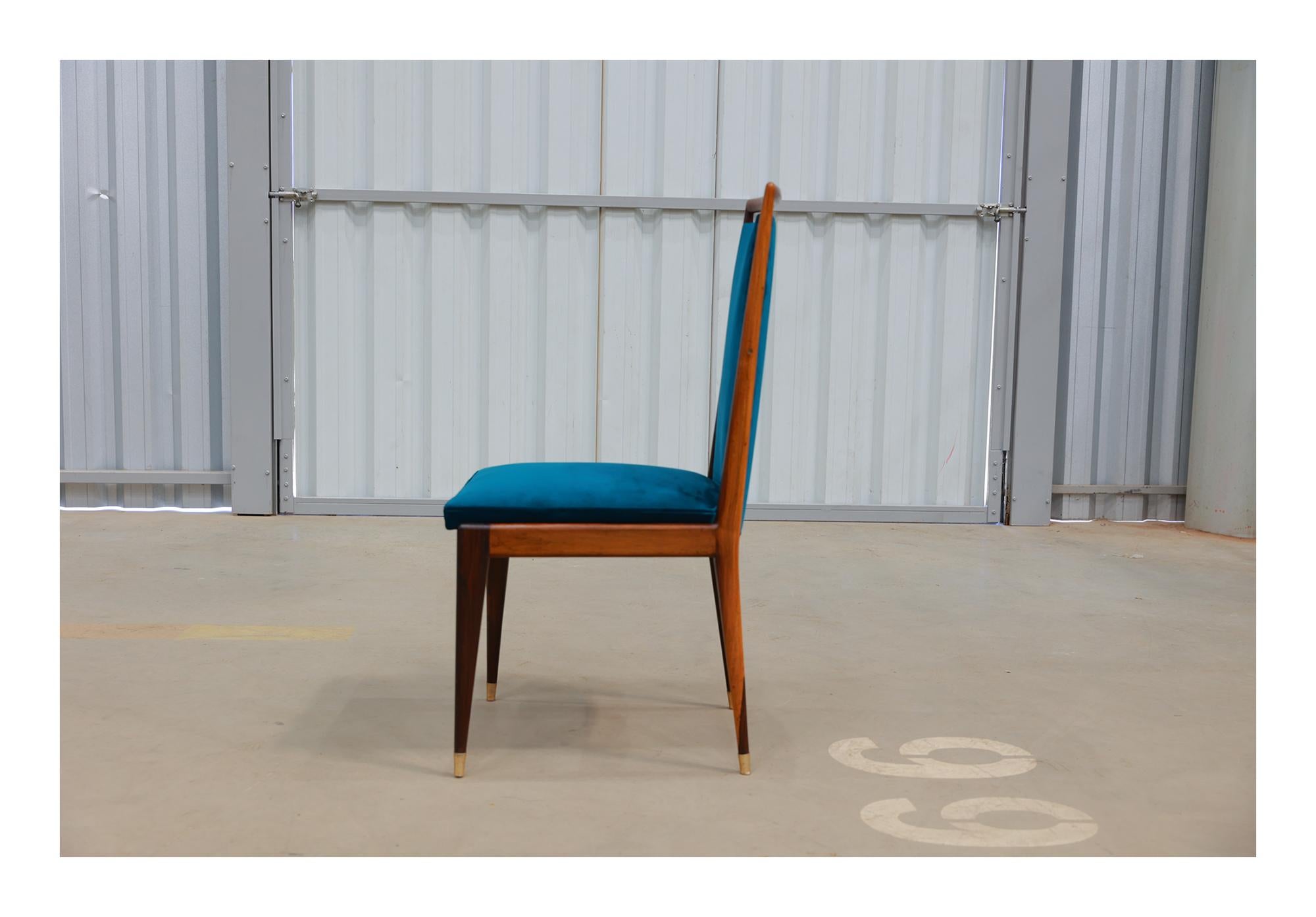 20th Century Brazilian Modern 8 Chair Set in Hardwood & Fabric, Giuseppe Scapinelli, c. 1950 For Sale