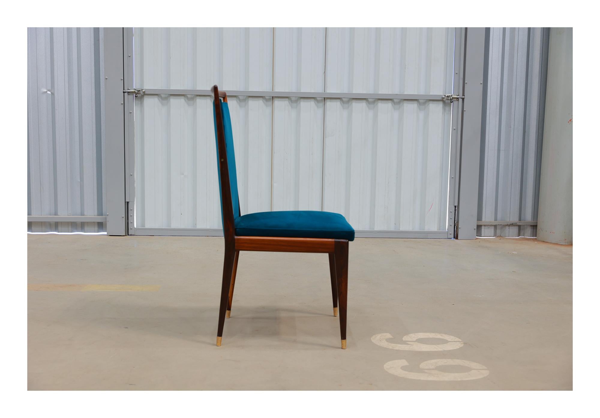 Brazilian Modern 8 Chair Set in Hardwood & Fabric, Giuseppe Scapinelli, c. 1950 For Sale 2