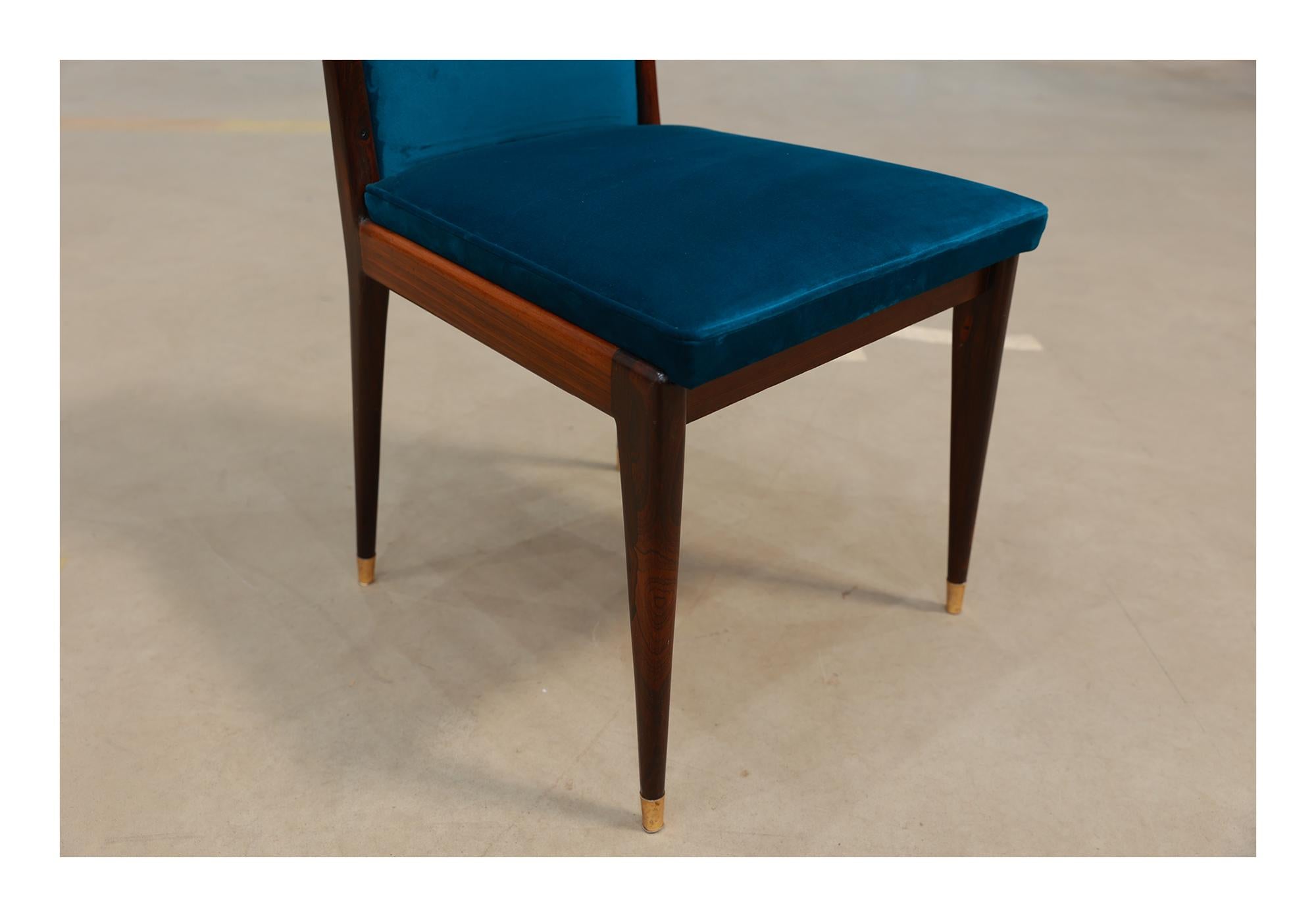 Brazilian Modern 8 Chair Set in Hardwood & Fabric, Giuseppe Scapinelli, c. 1950 For Sale 3