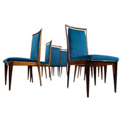Brasilianisches modernes 8er-Stuhl-Set aus Hartholz und Stoff, Giuseppe Scapinelli, um 1950
