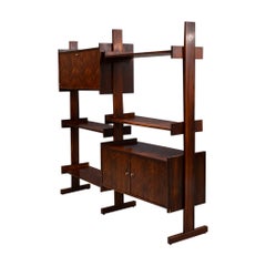 Brazilian Modern Adjustable Bookshelf with Cabinets in Rosewood, Brazil, 1960s