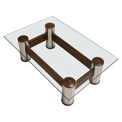 Brazilian Modern “Amelia” Coffee Table in Rosewood & Chrome, Sergio Rodrigues
