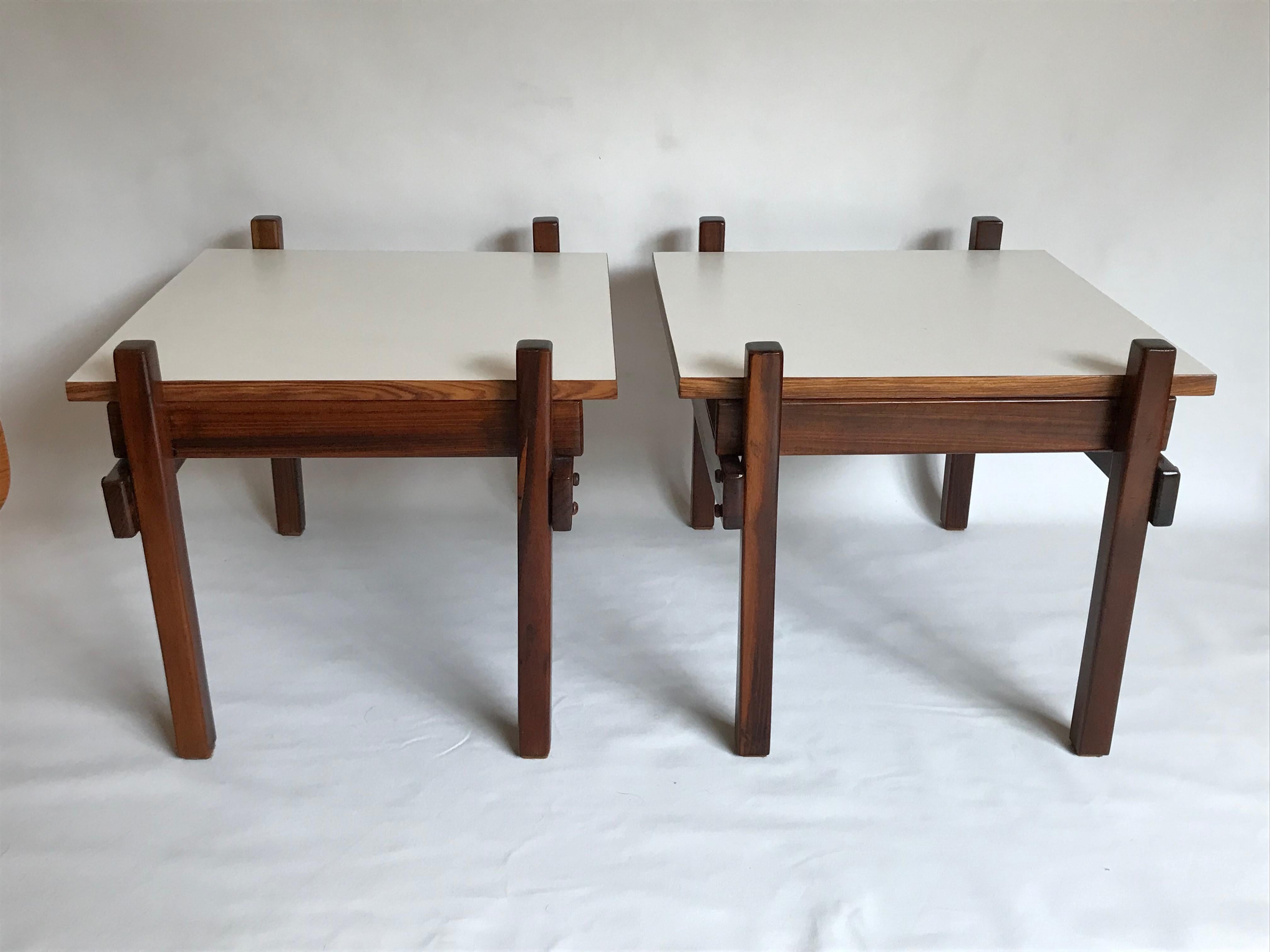 Brazilian Modern Architectural Jacaranda Tables In Good Condition In Los Angeles, CA