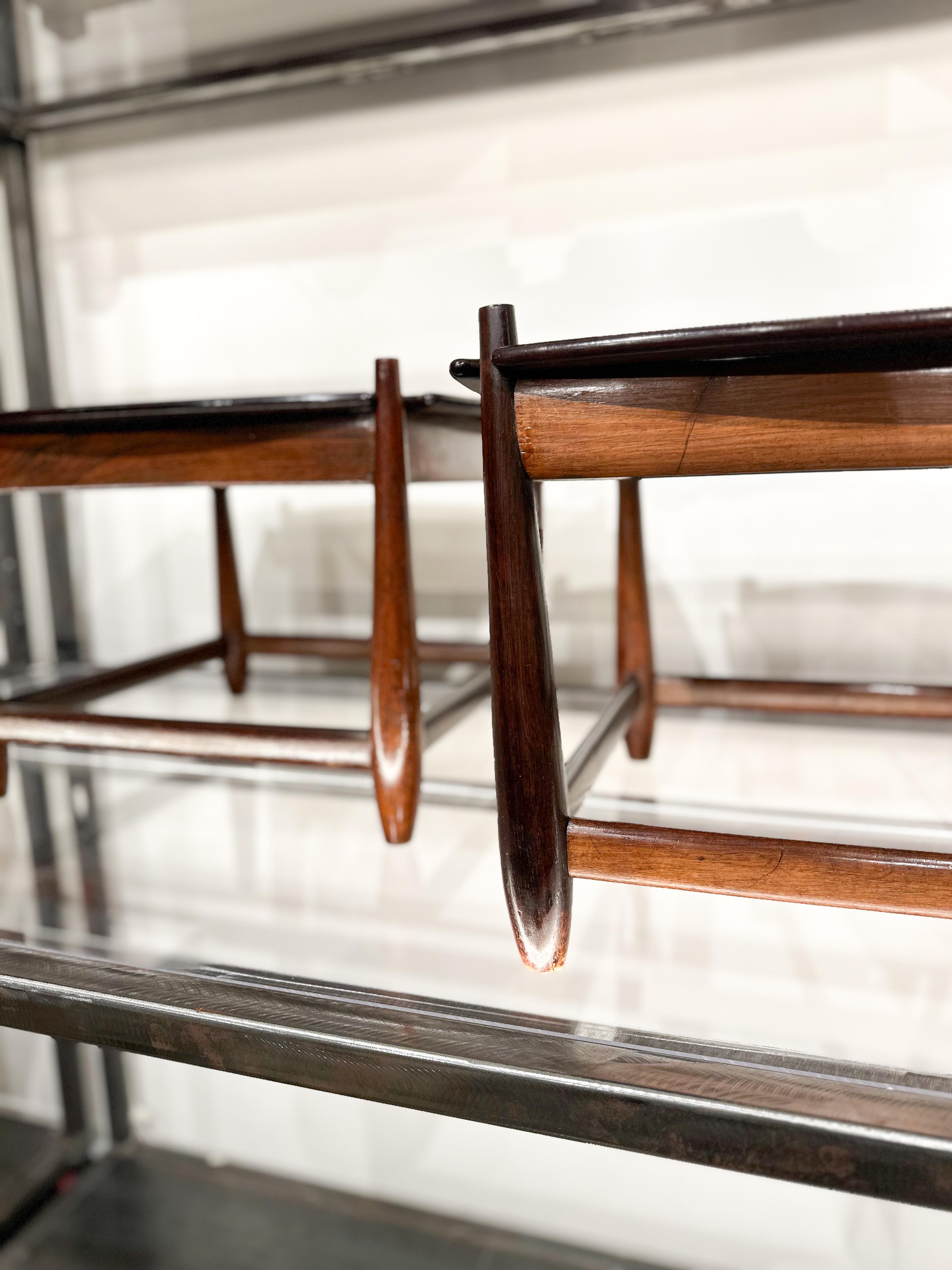 Hand-Carved Brazilian Modern “Arimelo” Side Tables in Hardwood, Sergio Rodrigues, 1958   For Sale