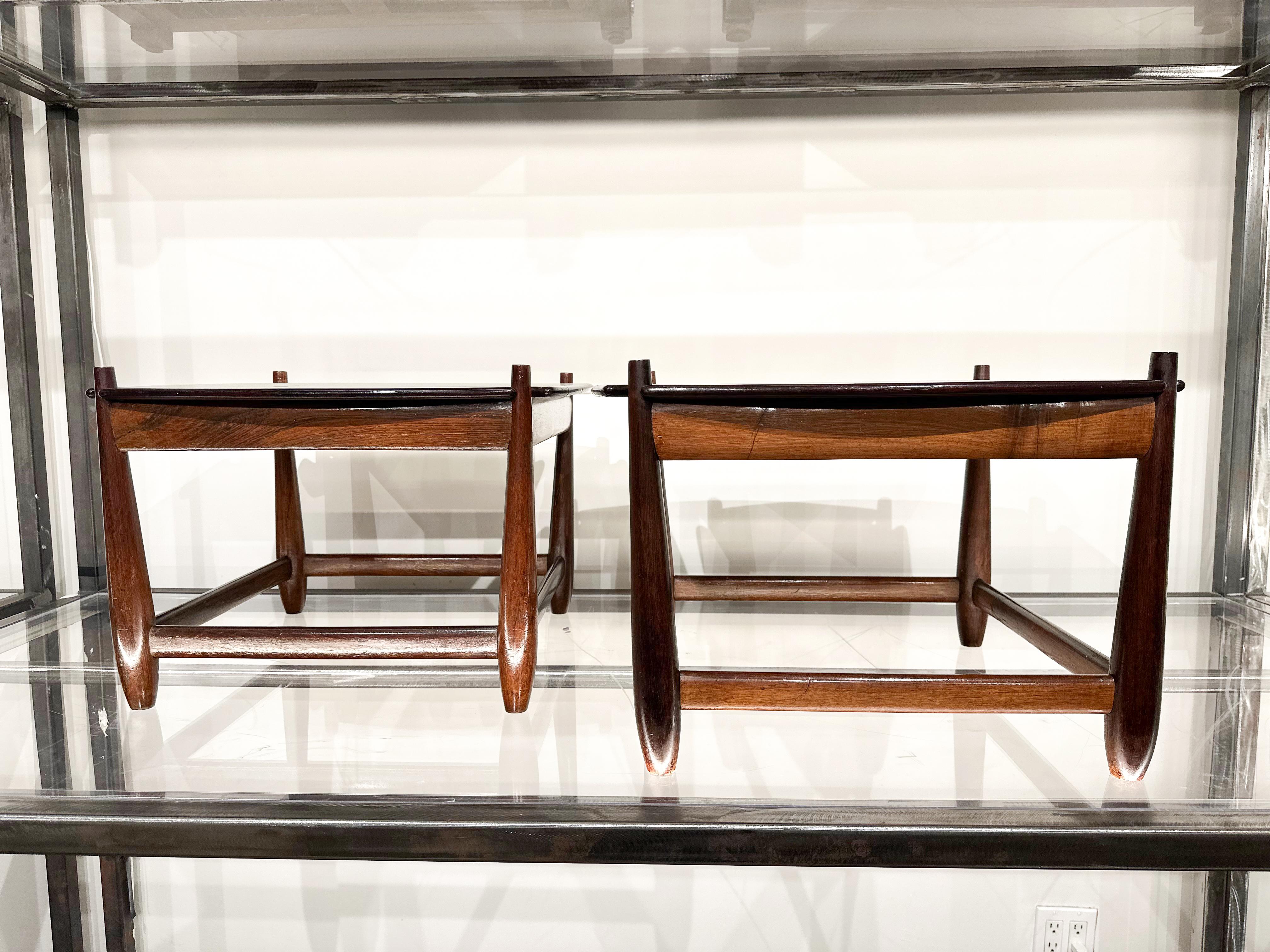 Brazilian Modern “Arimelo” Side Tables in Hardwood, Sergio Rodrigues, 1958   In Good Condition For Sale In New York, NY