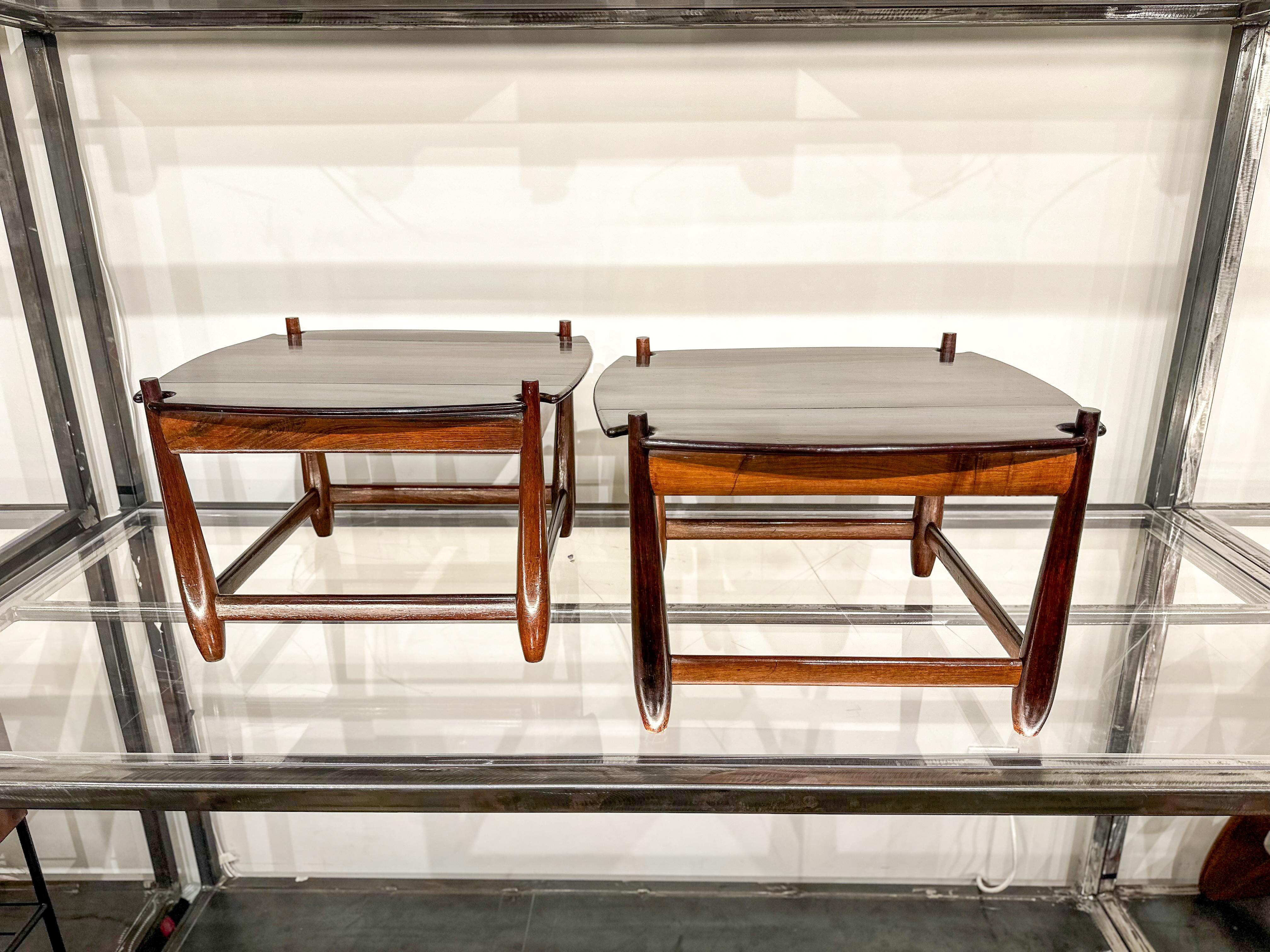 20th Century Brazilian Modern “Arimelo” Side Tables in Hardwood, Sergio Rodrigues, 1958   For Sale