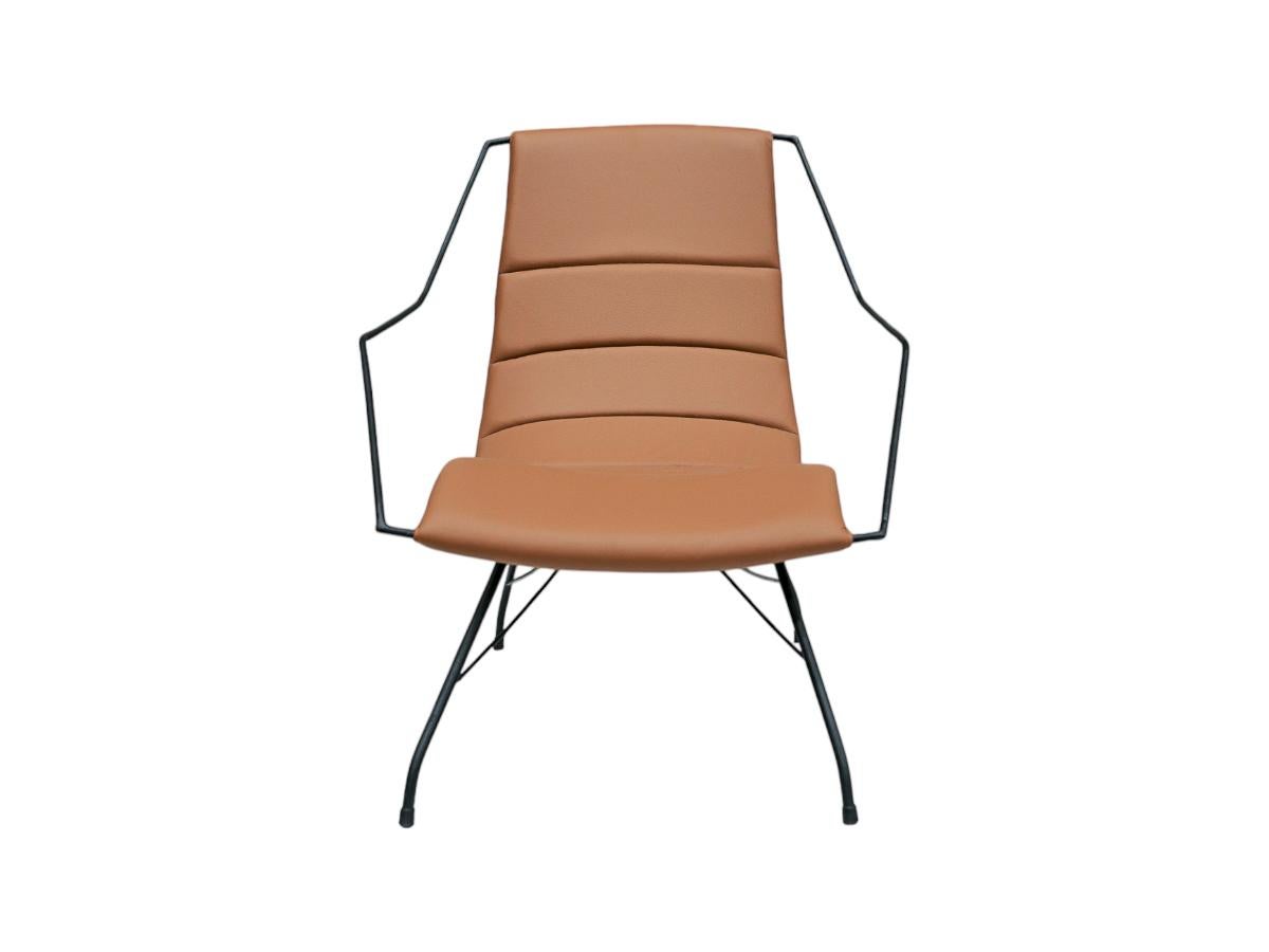 Brazilian Modern Armchair in Brown Leather & Iron, Carlo Hauner, 1950s, Brazil In Good Condition For Sale In New York, NY
