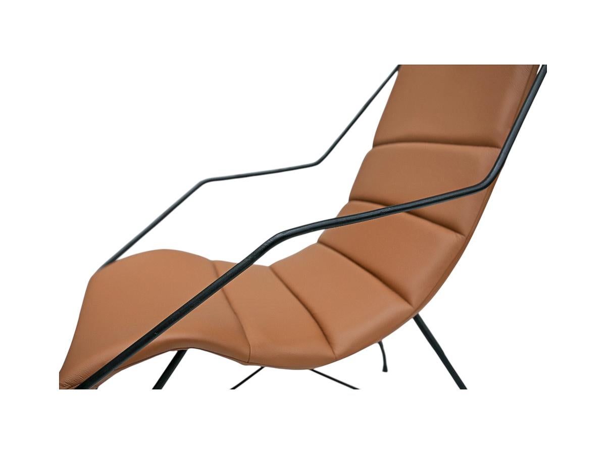 20th Century Brazilian Modern Armchair in Brown Leather & Iron, Carlo Hauner, 1950s, Brazil For Sale