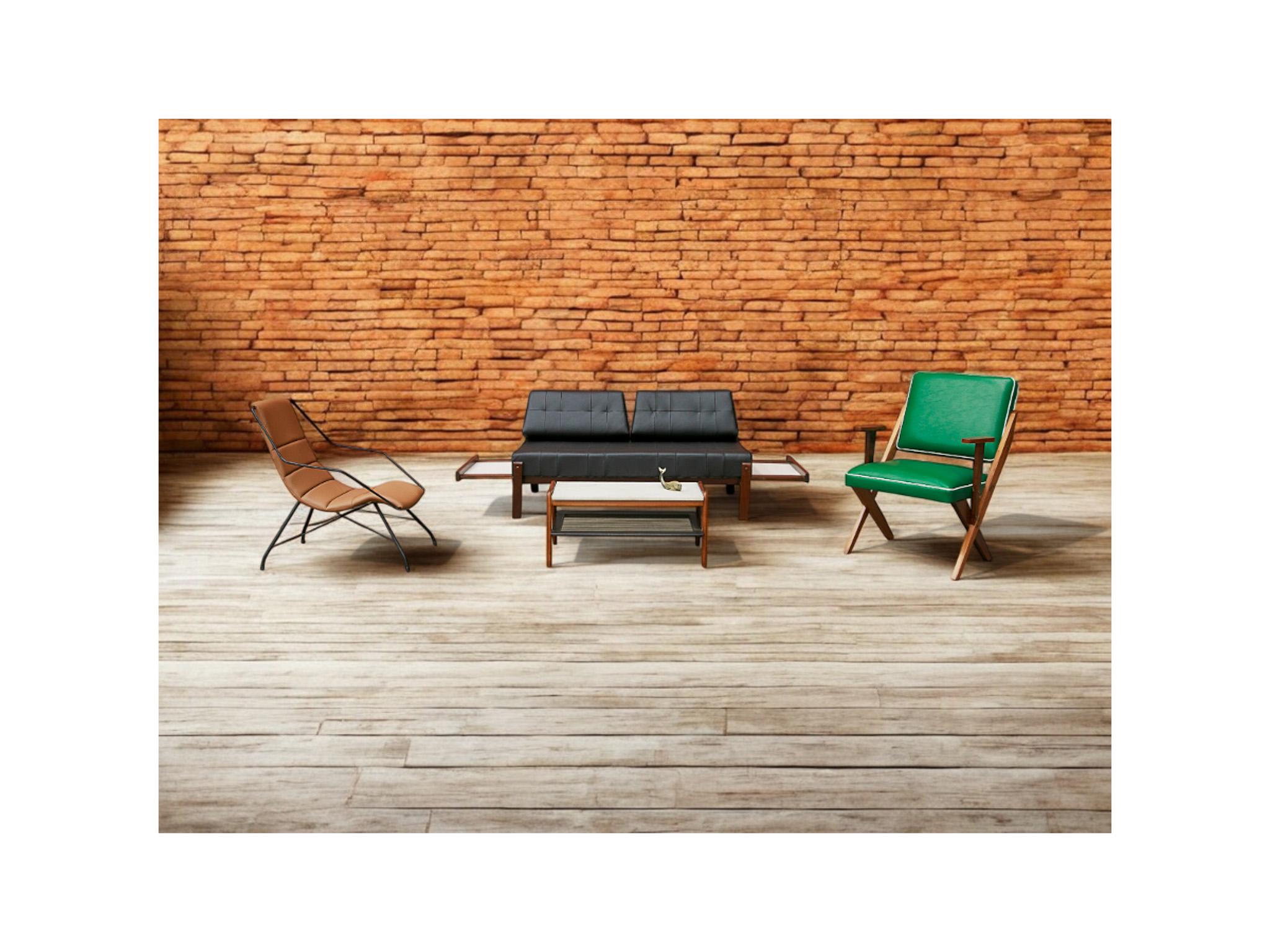 Brazilian Modern Armchair in Brown Leather & Iron, Carlo Hauner, 1950s, Brazil For Sale 4