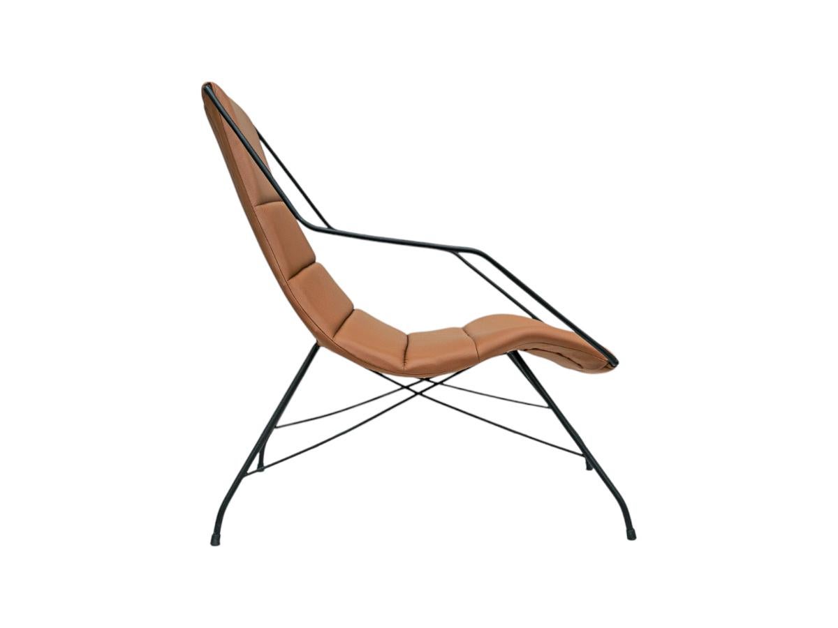 Mid-Century Modern Brazilian Modern Armchair in Brown Leather & Iron, Carlo Hauner, 1950s, Brazil For Sale