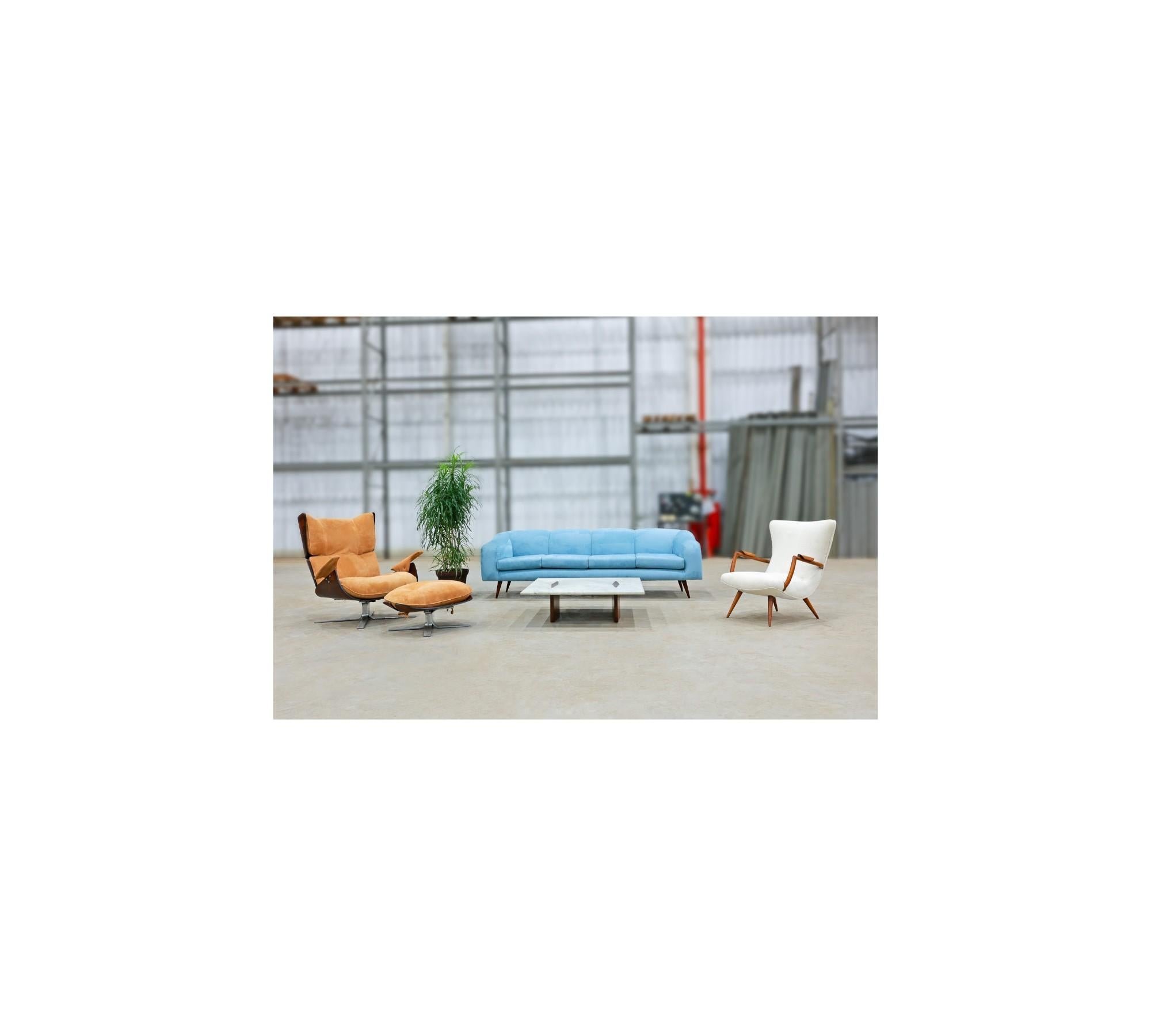 Brazilian Modern Armchair in Caviuna & Boucle by Giuseppe Scapinelli, 1950s in vendita 2