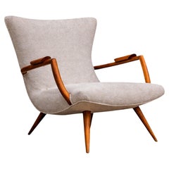 Fauteuil moderne brésilien en caviuna et bouclette par Giuseppe Scapinelli, années 1950