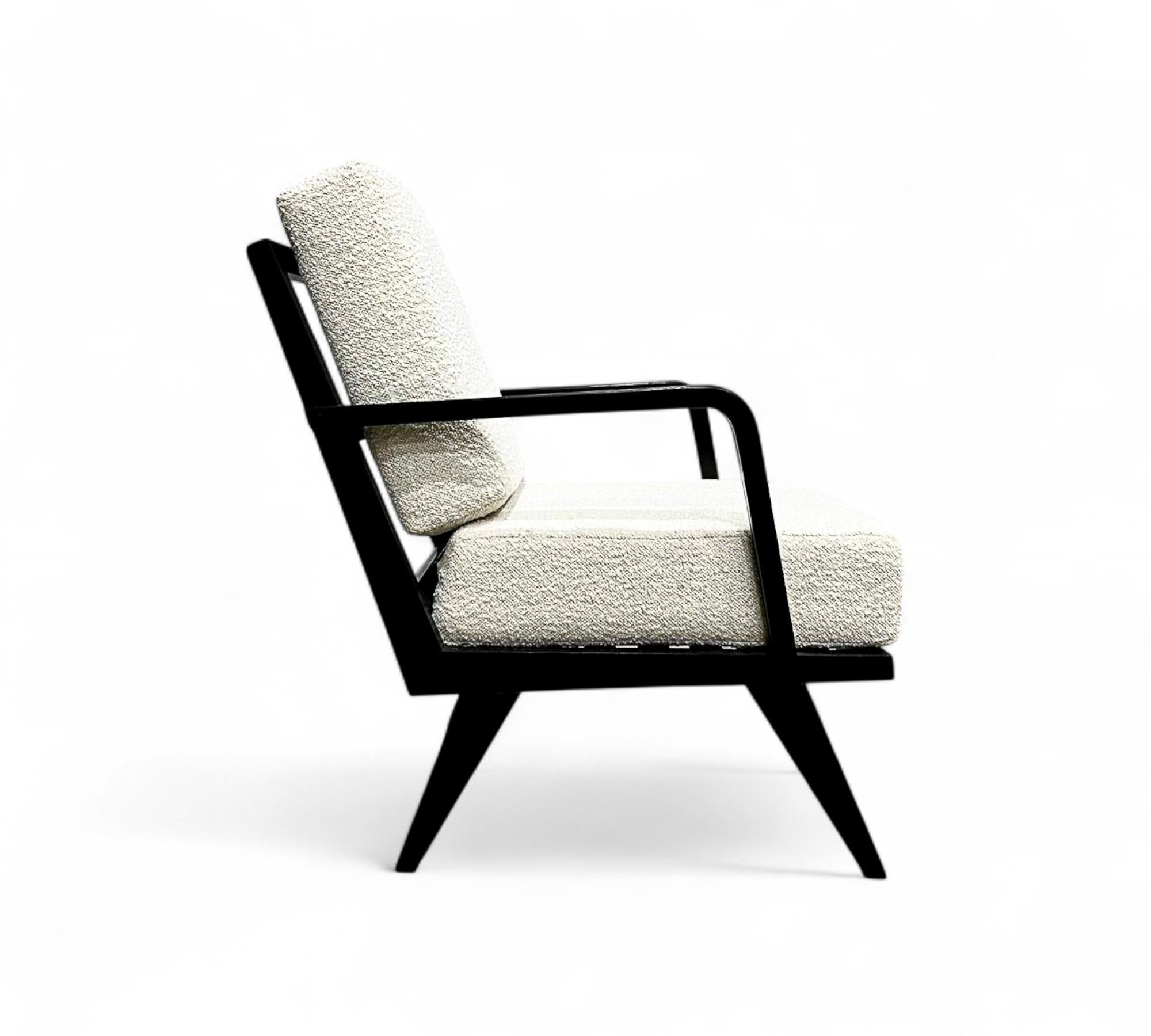 Mid-Century Modern Fauteuil moderne brésilien en bois dur et bouclette, Unknown, Brésil, années 1960 en vente