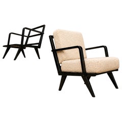 Brazilian Modern Armchair in Hardwood and Bouclé, Unknown, Brazil, 1960s