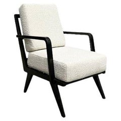 Brazilian Modern Armchair in Hardwood and Boucle, Unknown, Brazil, 1960s