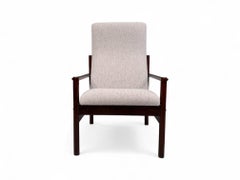 Brazilian Modern Armchair in Hardwood & Grey Boucle, Michel Arnoult, c. 1960s