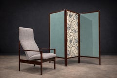 Brazilian Modern Armchair in Hardwood & Grey Boucle, Michel Arnoult, c. 1960s