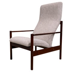 Brazilian Modern Armchair in Hardwood & Grey Boucle, Michel Arnoult, c. 1960s