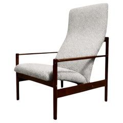 Moderner brasilianischer Sessel aus Hartholz und grauem Bouclé, Michel Arnault, um 1960