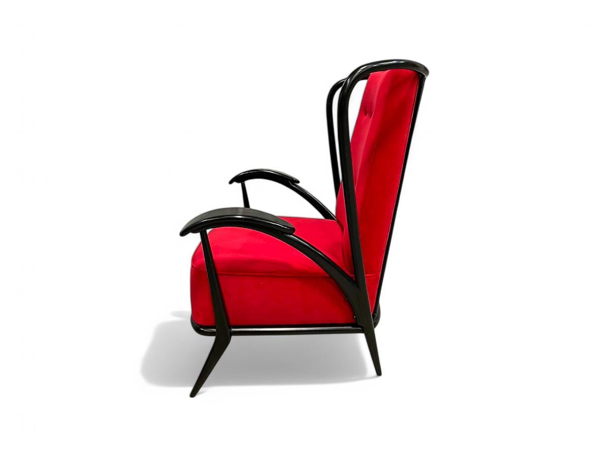 Brazilian Modern Armchair in Hardwood & Velvet, Giuseppe Scapinelli, 1950s In Good Condition For Sale In New York, NY