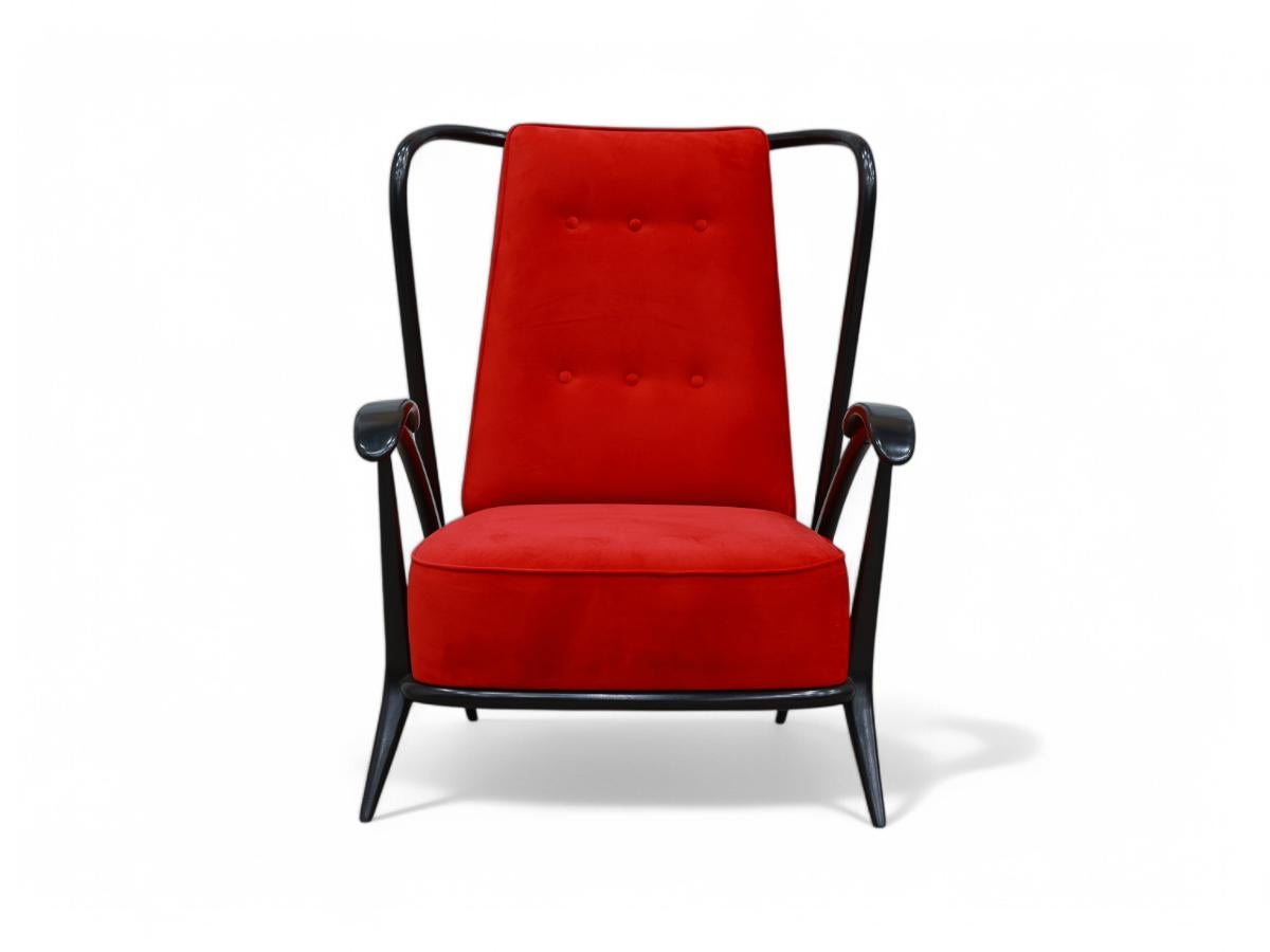 Brazilian Modern Armchair in Hardwood & Velvet, Giuseppe Scapinelli, 1950s For Sale 1